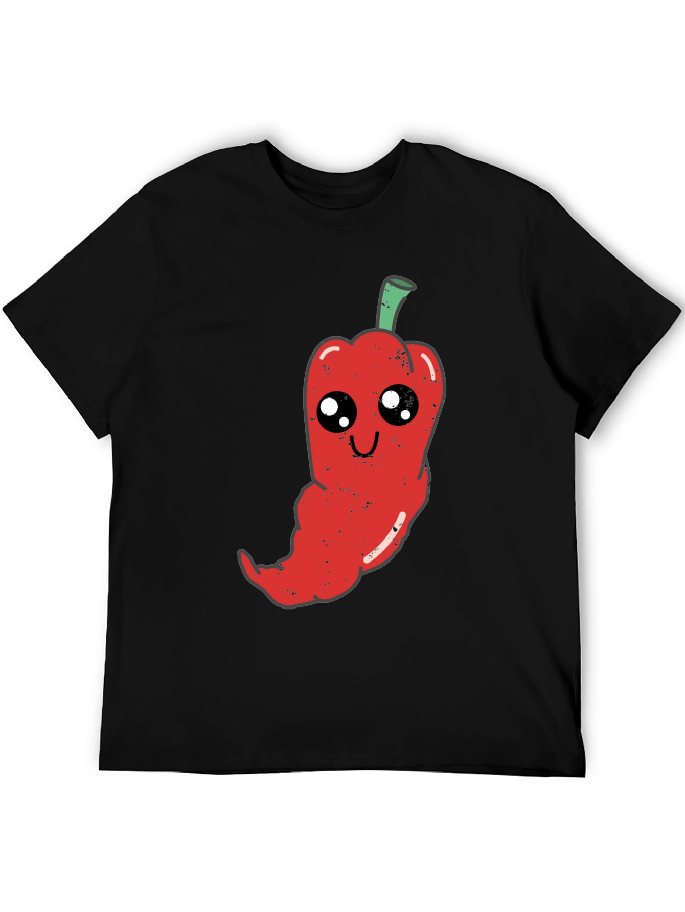 Kawaii Pepper Graphic Tee - Soft Black Cotton T-Shirt