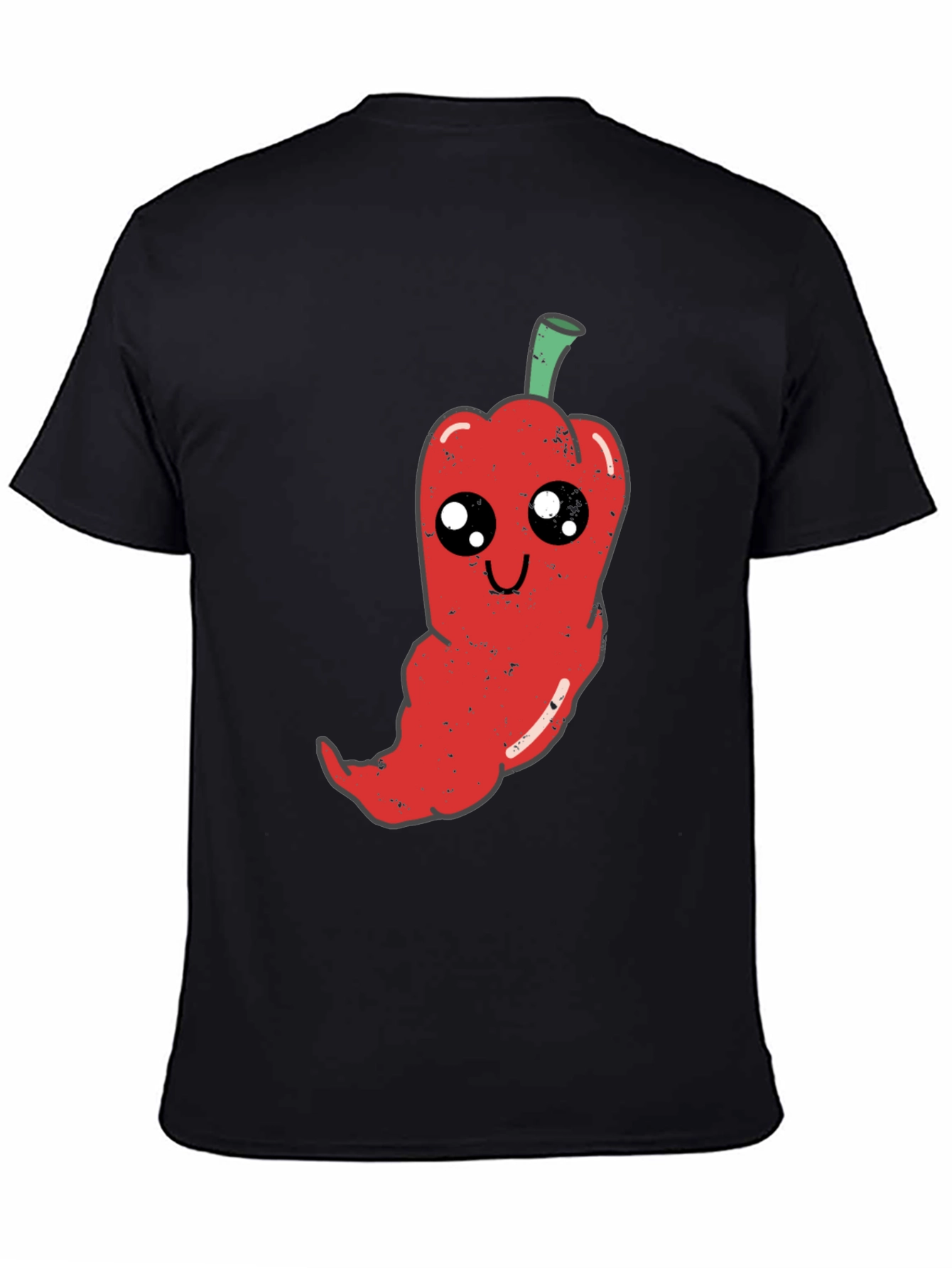 Kawaii Pepper Graphic Tee - Soft Black Cotton T-Shirt