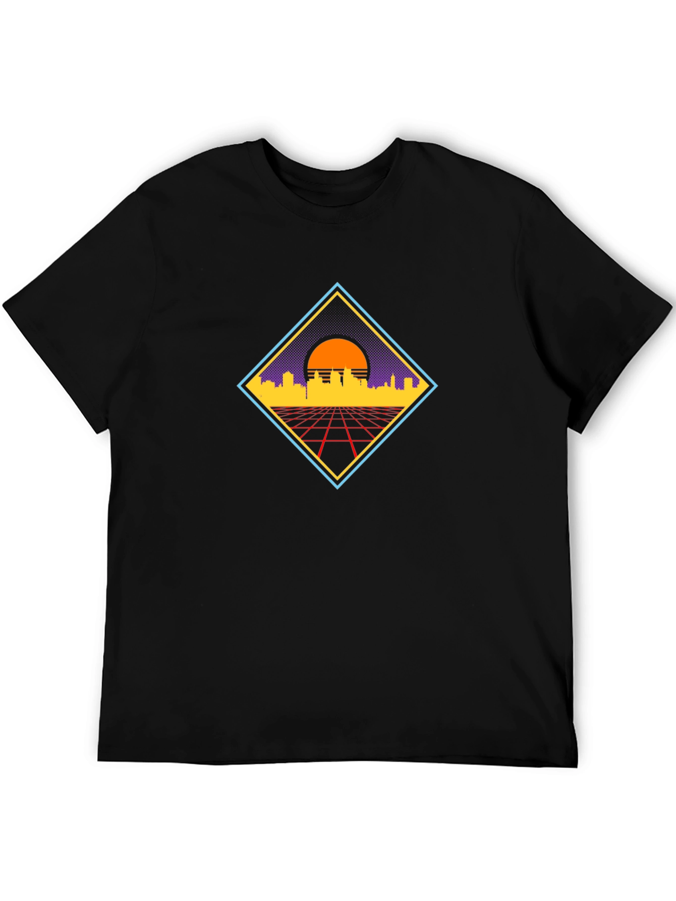 Retro Cityscape Graphic T-Shirt - Black