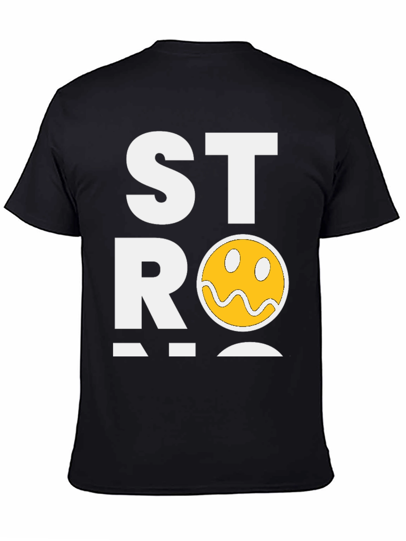 Strong Face Graphic T-Shirt - Black Cotton Blend