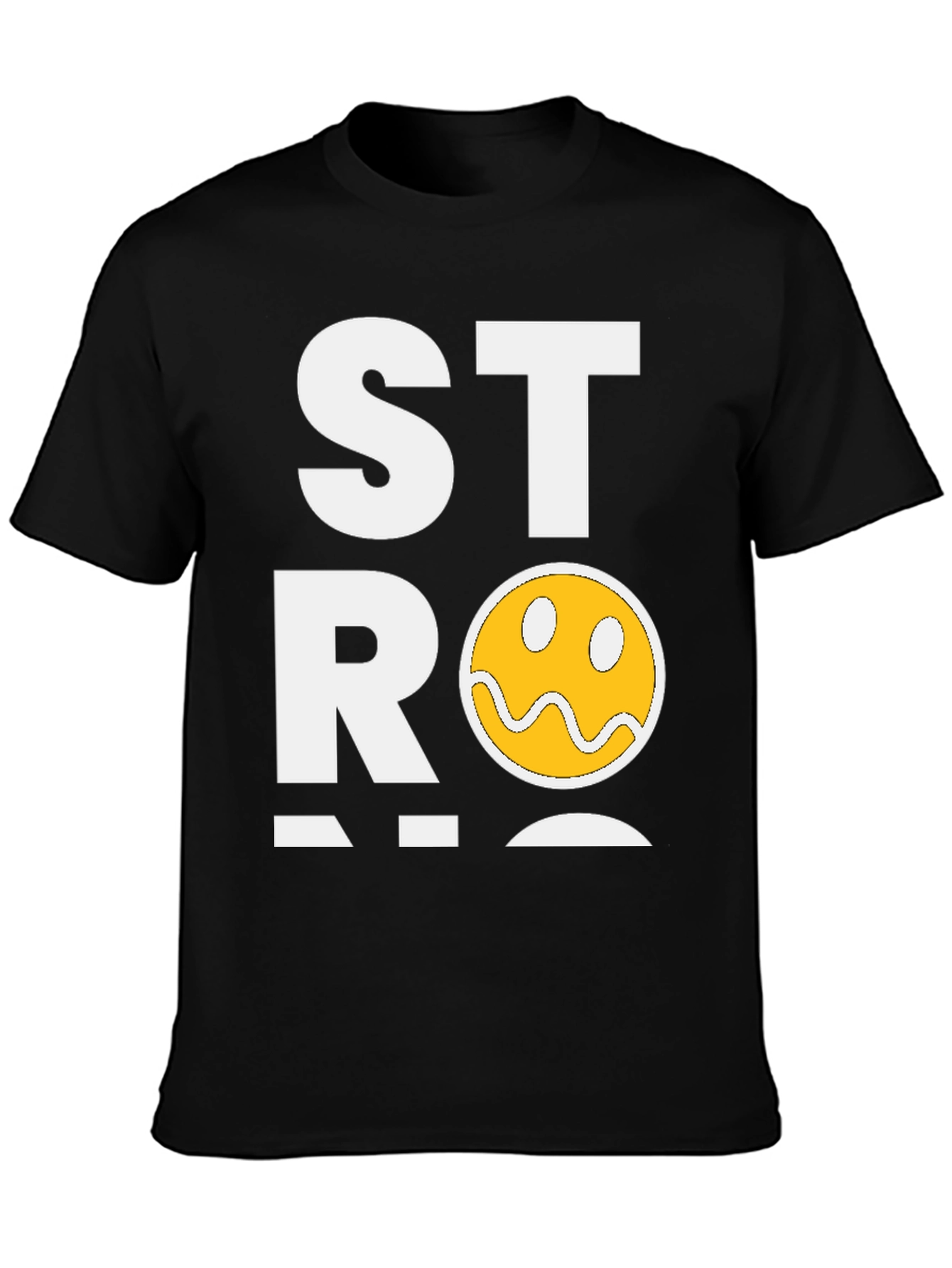 Strong Face Graphic T-Shirt - Black Cotton Blend