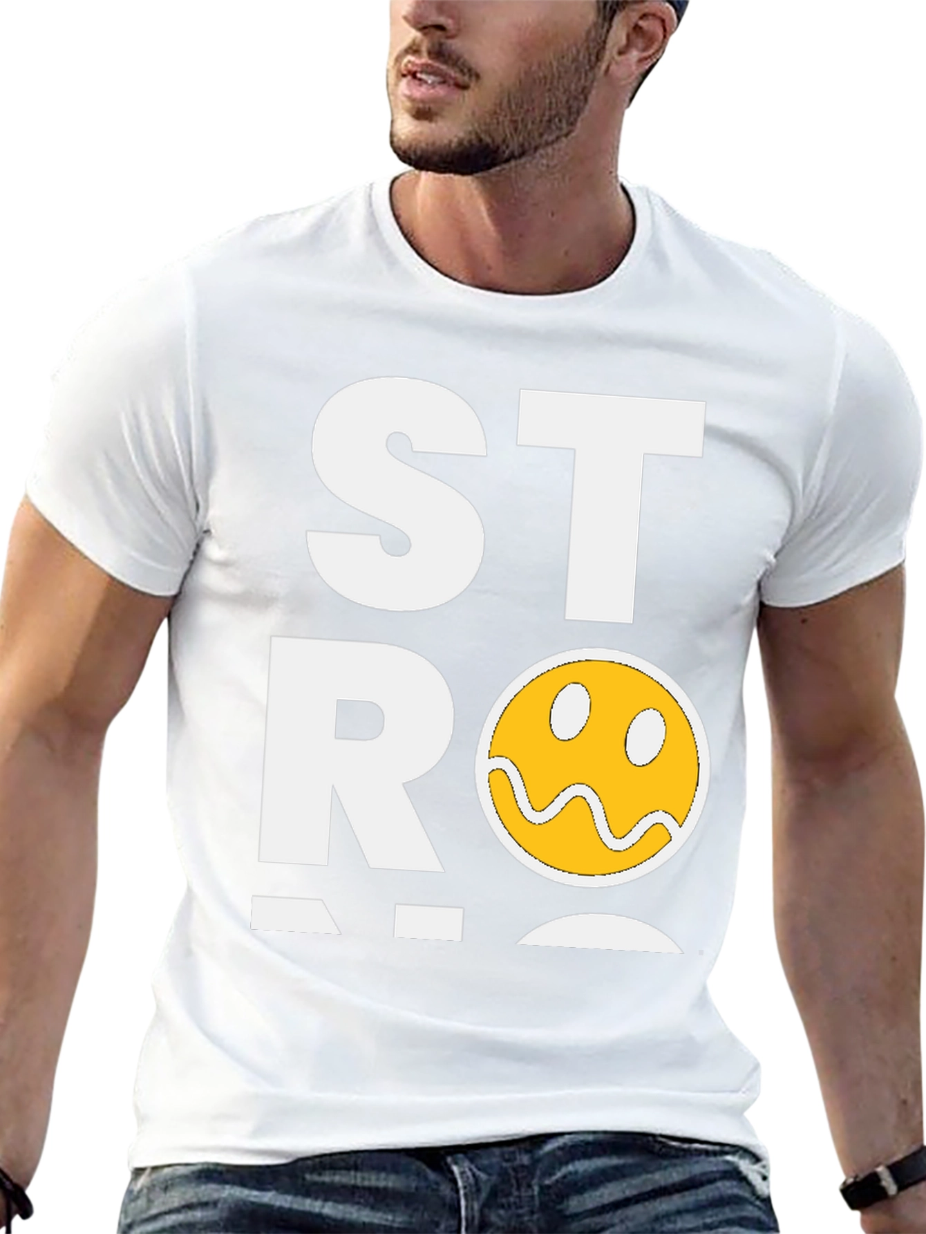 Strong Face Graphic T-Shirt - Black Cotton Blend