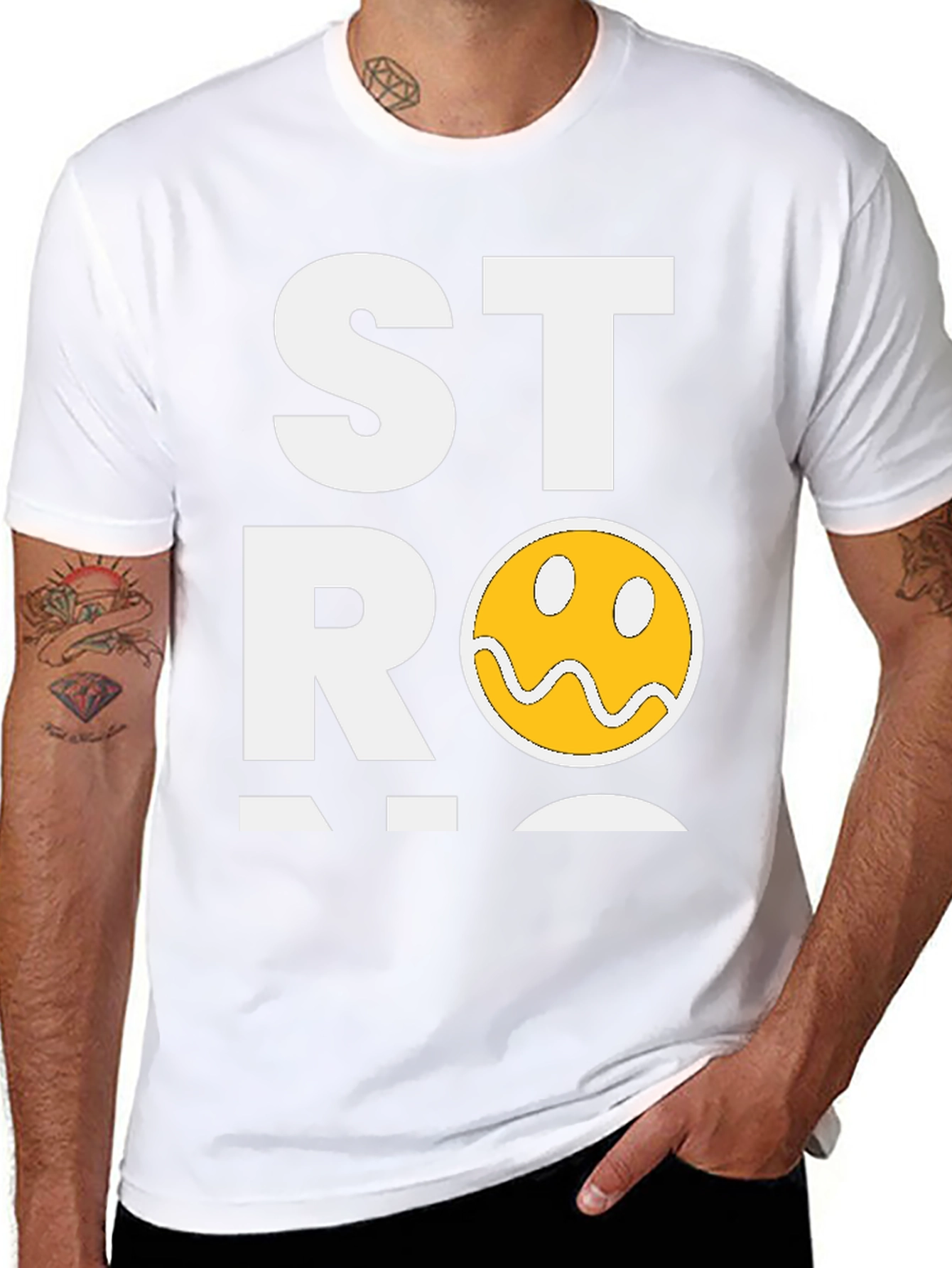 Strong Face Graphic T-Shirt - Black Cotton Blend