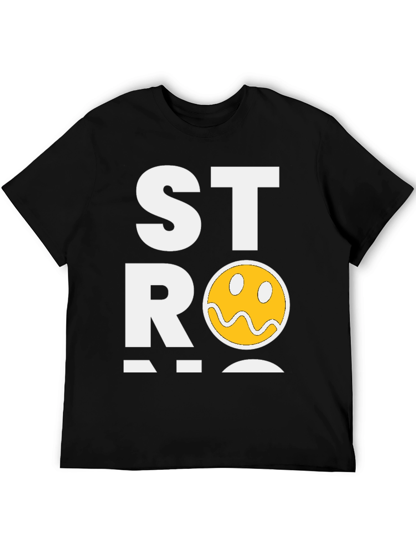 Strong Face Graphic T-Shirt - Black Cotton Blend