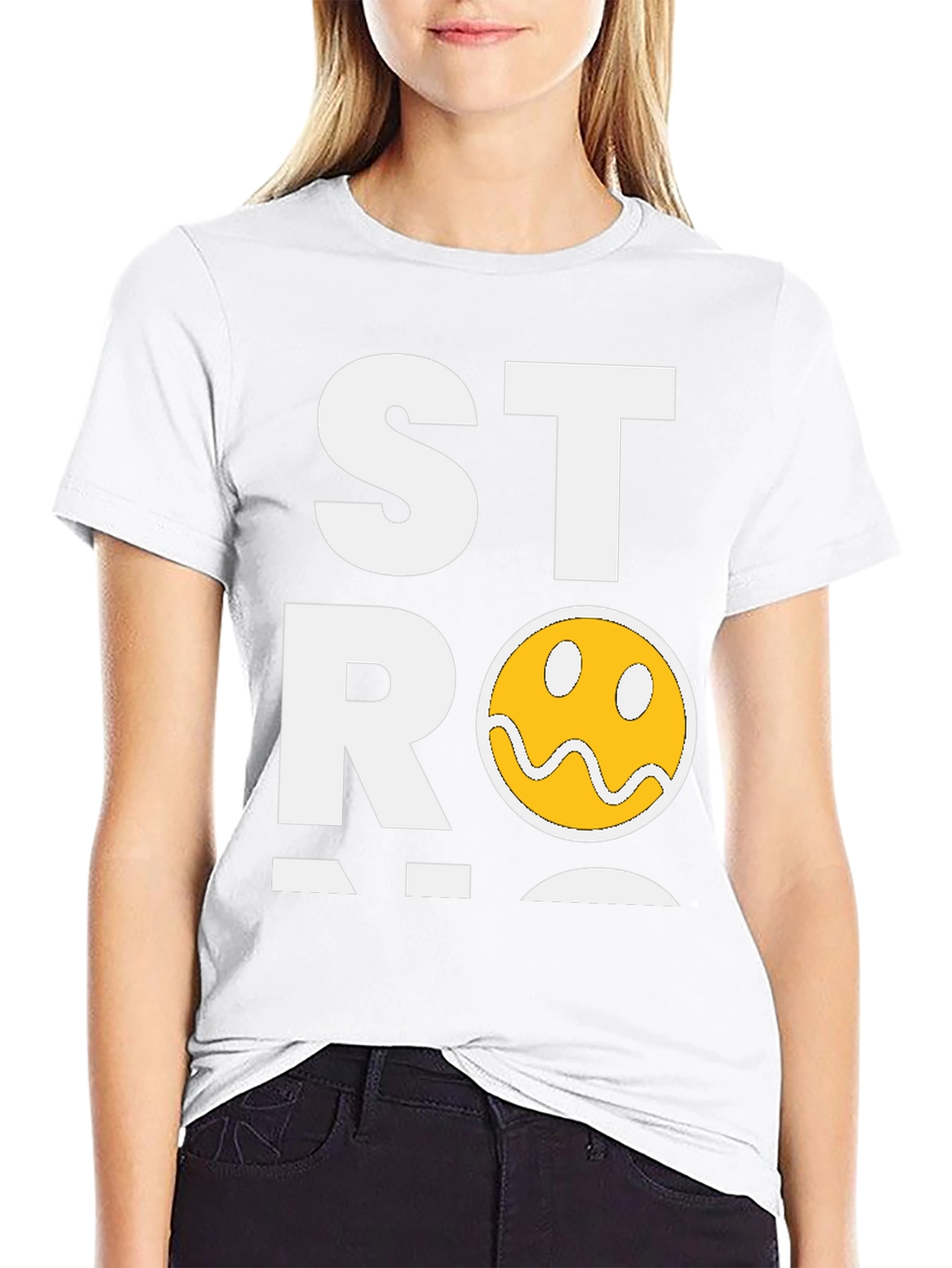 Strong Face Graphic T-Shirt - Black Cotton Blend