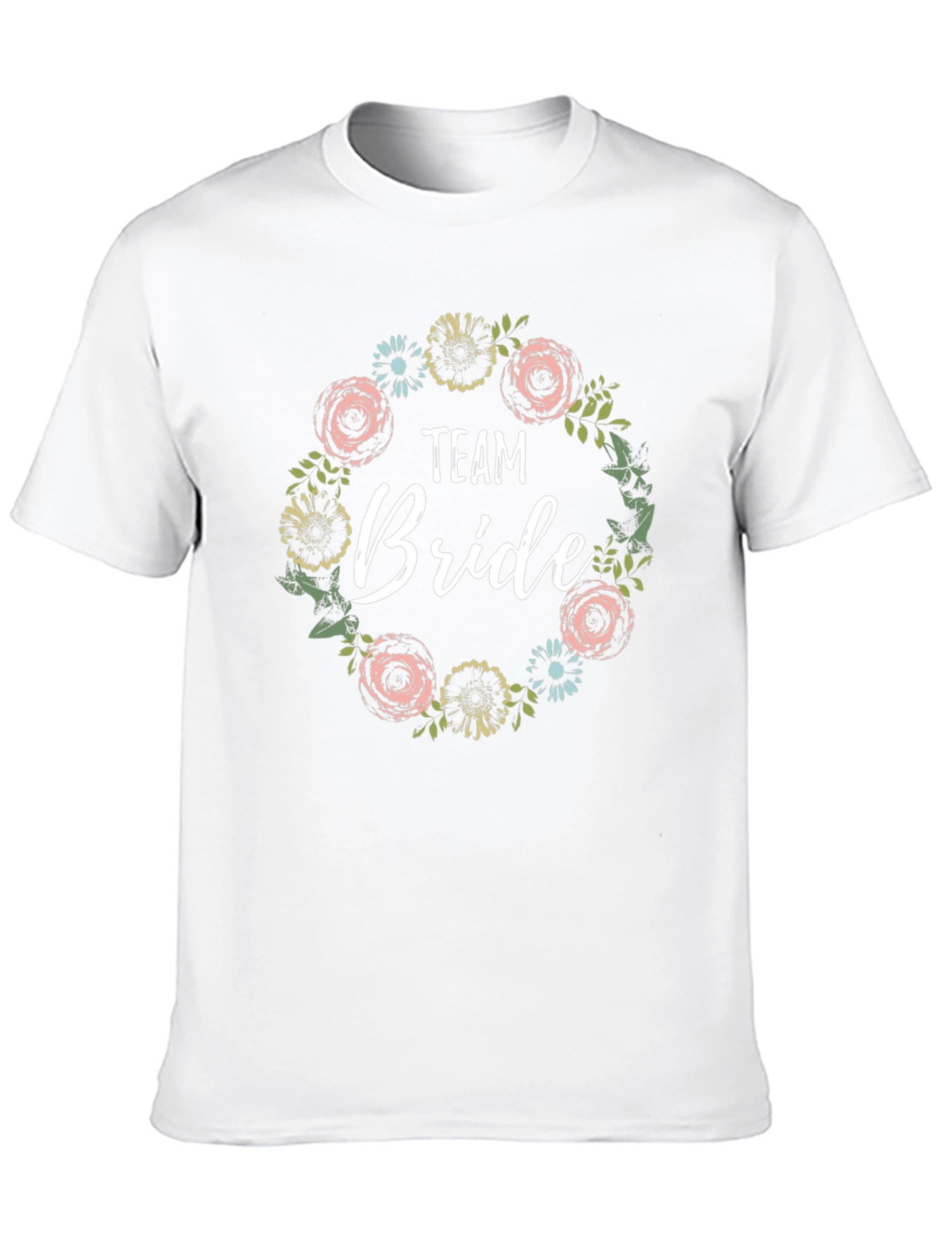 Team Bride Floral Wreath T-Shirt - Black