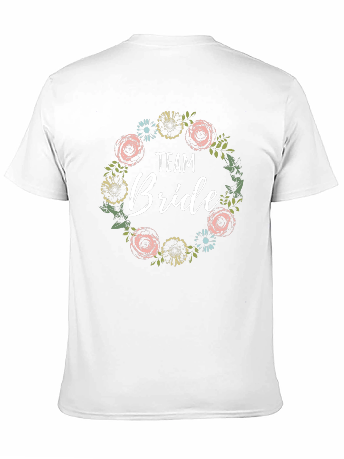 Team Bride Floral Wreath T-Shirt - Black