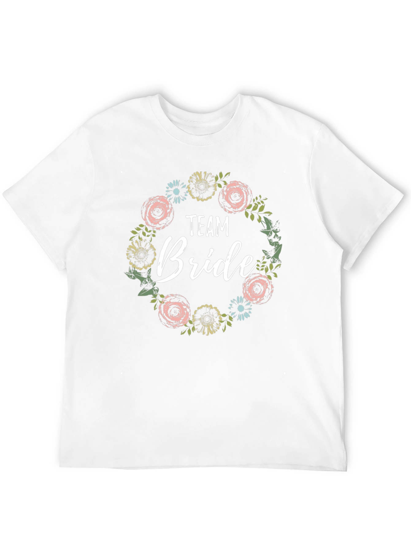 Team Bride Floral Wreath T-Shirt - Black