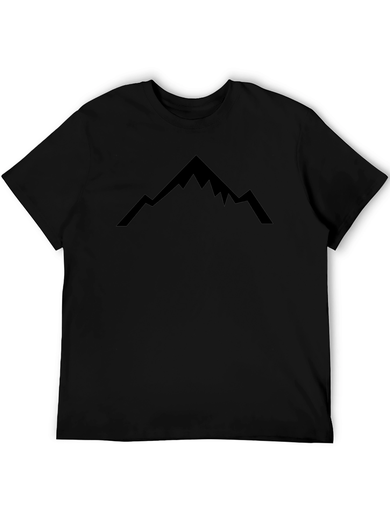 Mountain Peak Graphic Tee - Black Cotton Casual Shirt