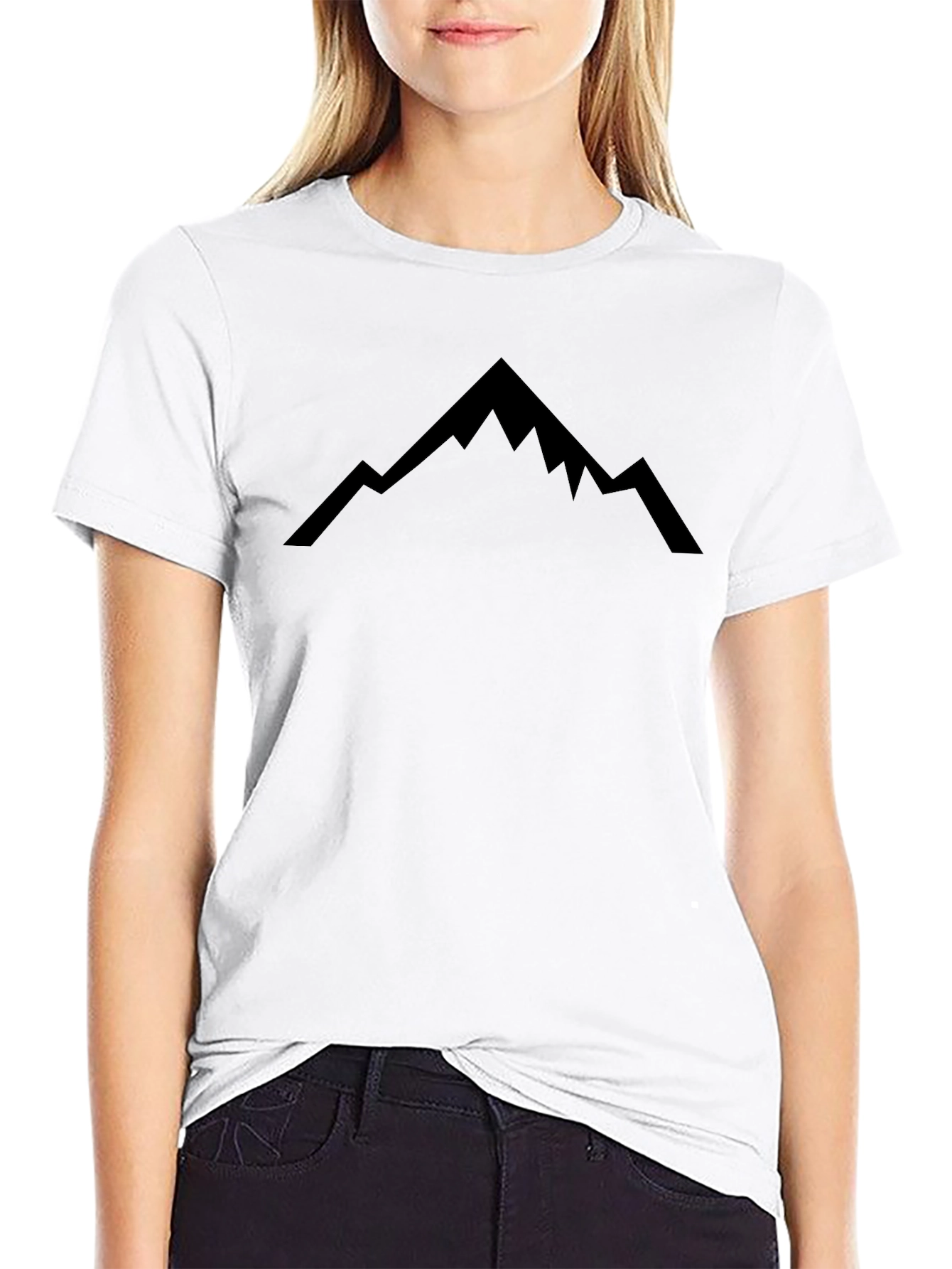 Mountain Peak Graphic Tee - Black Cotton Casual Shirt