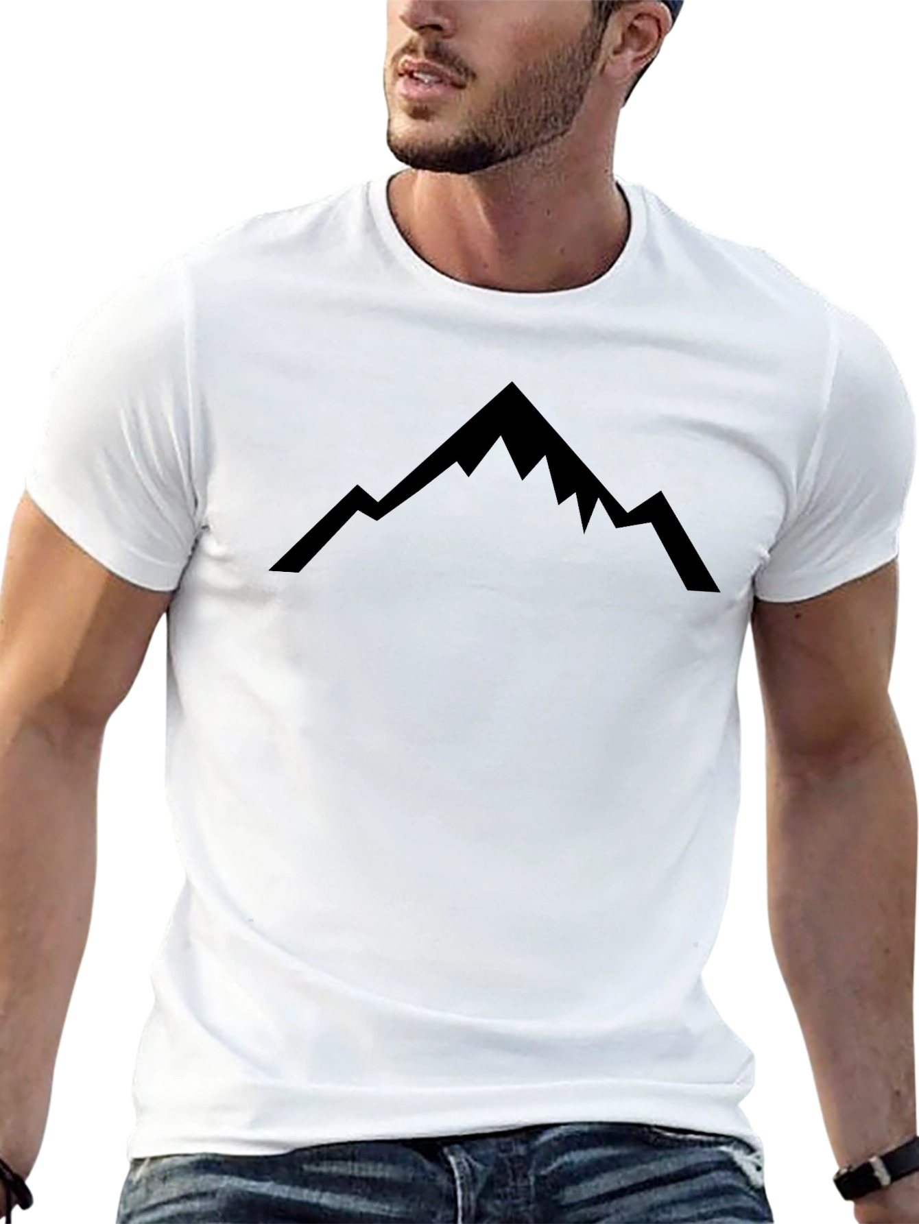 Mountain Peak Graphic Tee - Black Cotton Casual Shirt