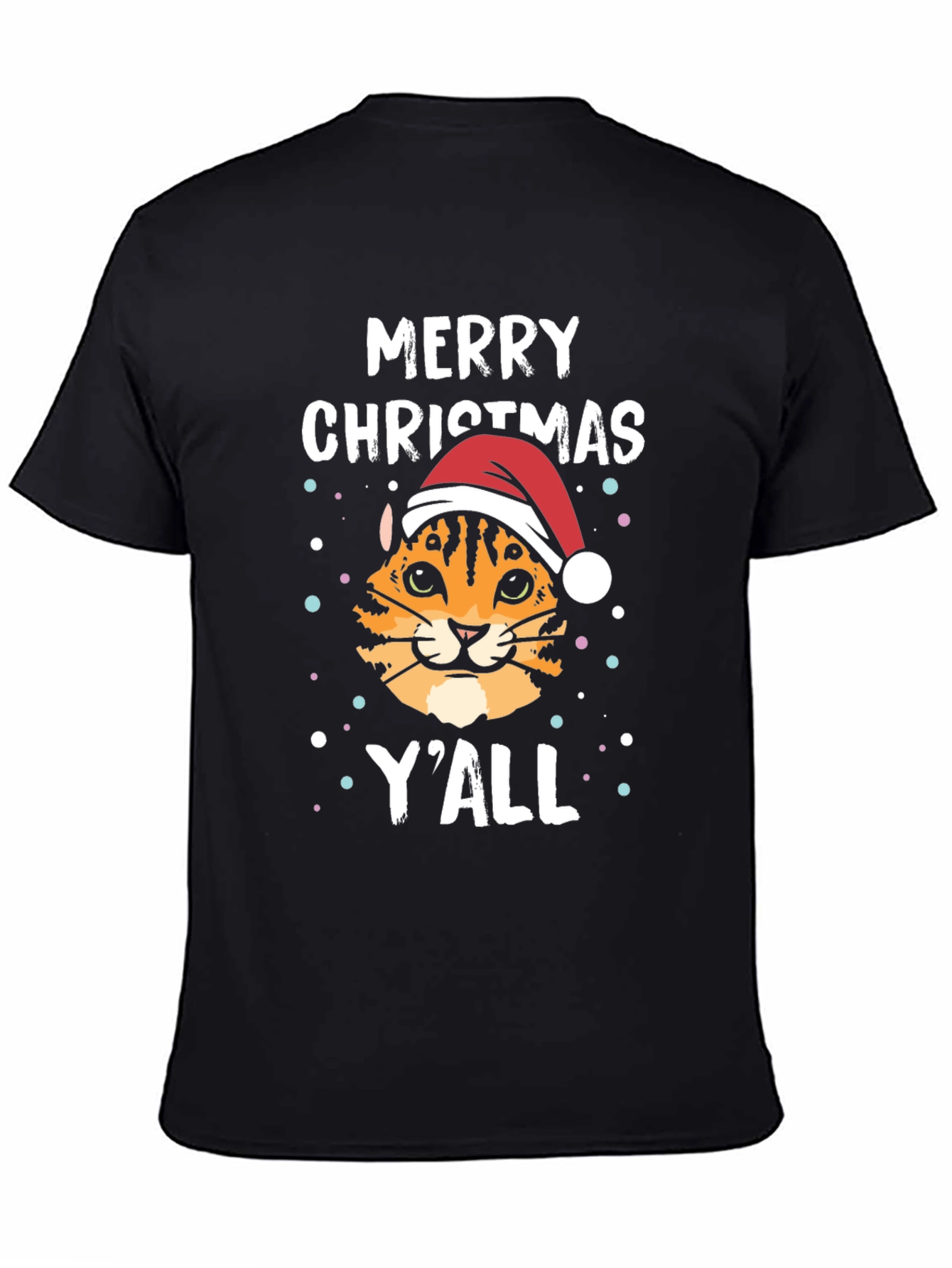 Merry Christmas Yall Cat Santa T-Shirt