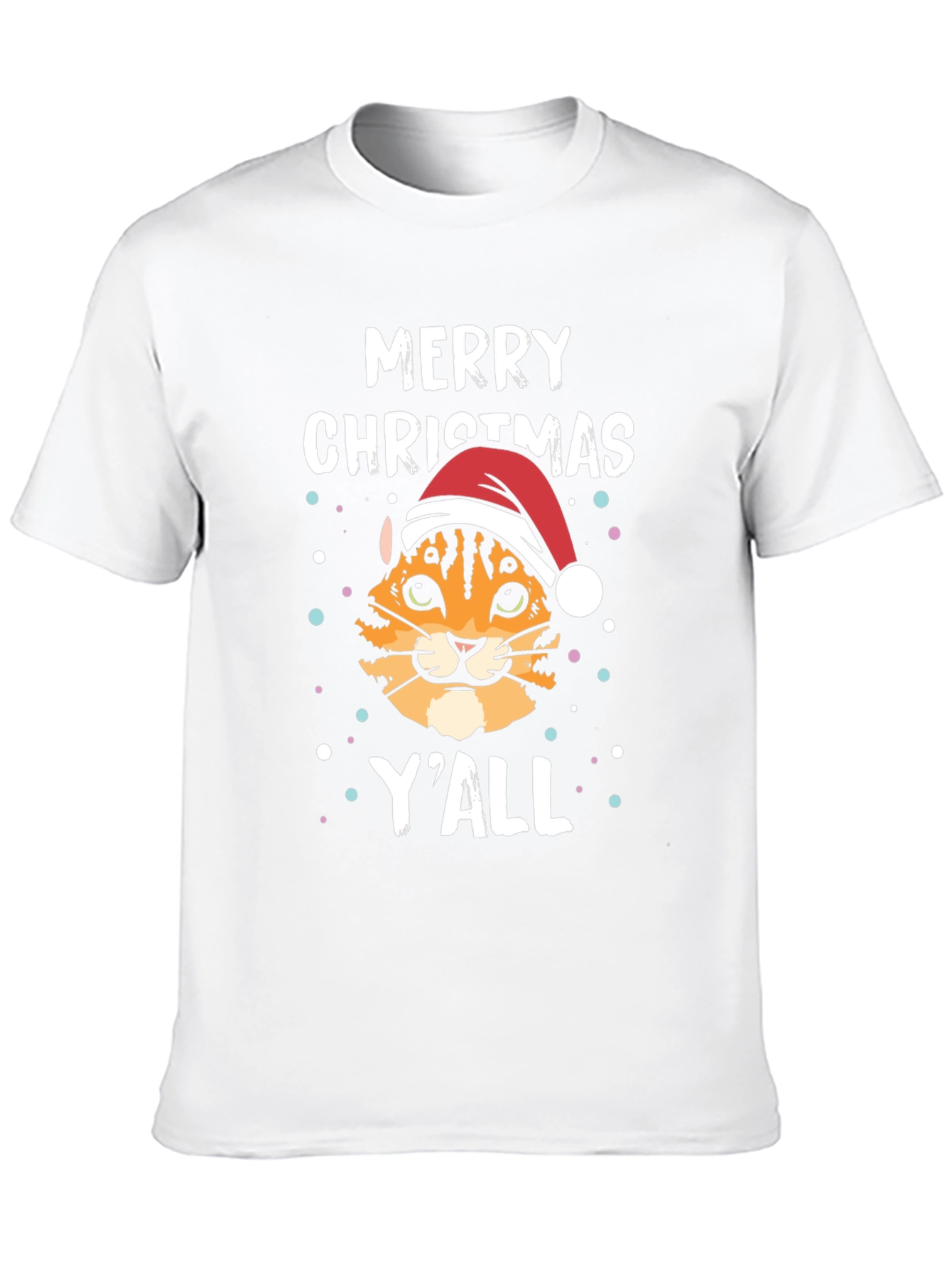 Merry Christmas Yall Cat Santa T-Shirt