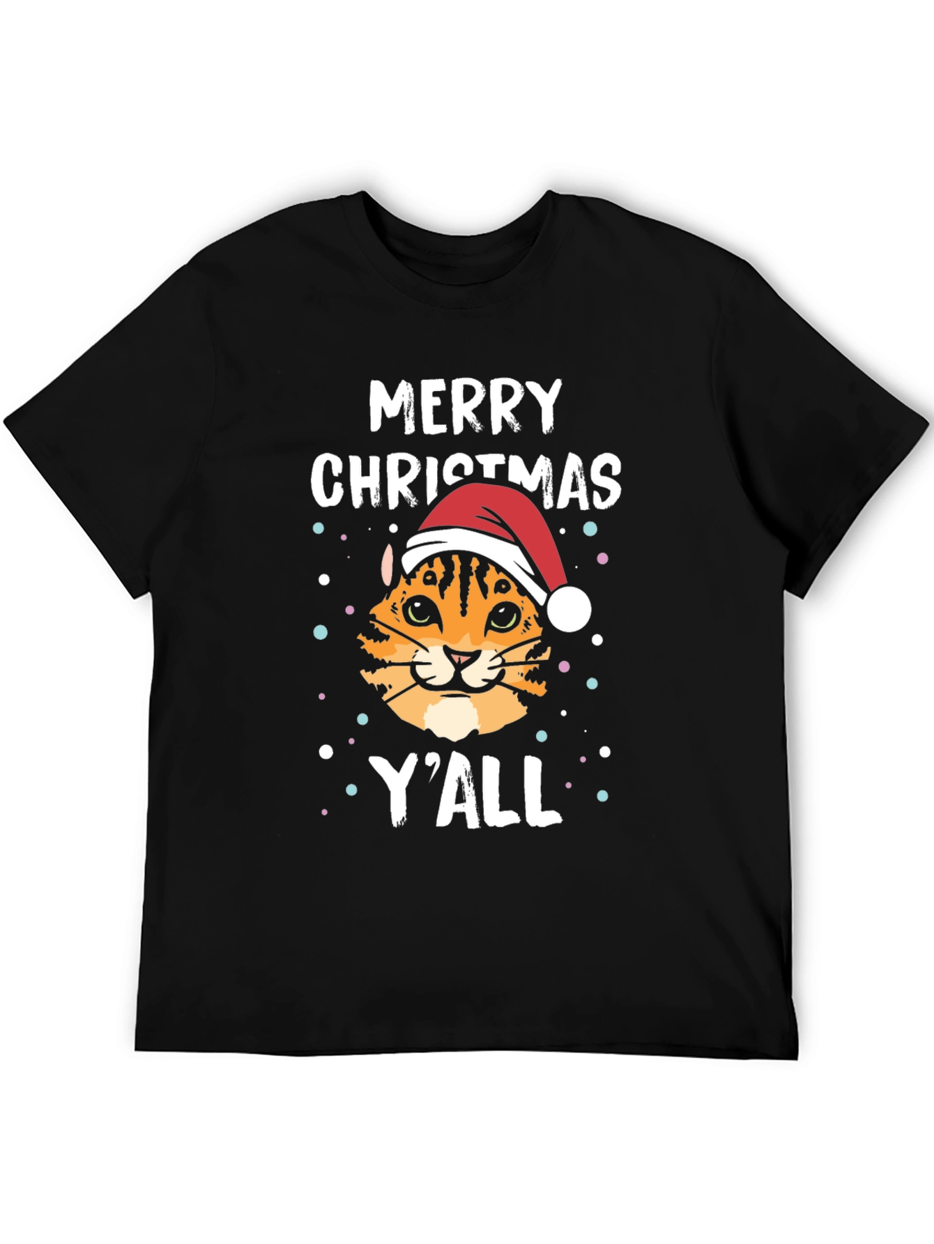 Merry Christmas Yall Cat Santa T-Shirt