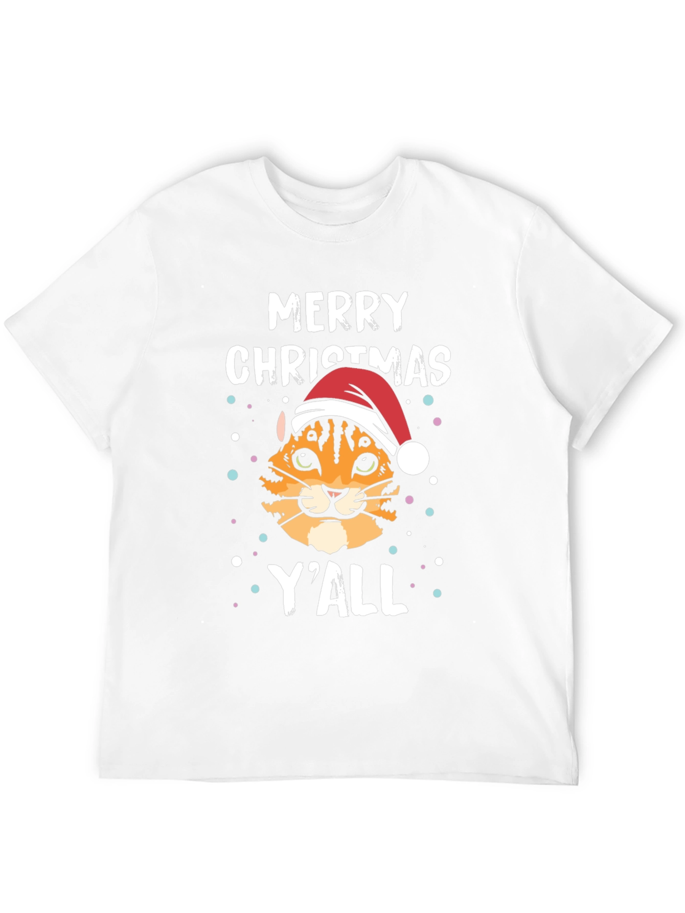 Merry Christmas Yall Cat Santa T-Shirt