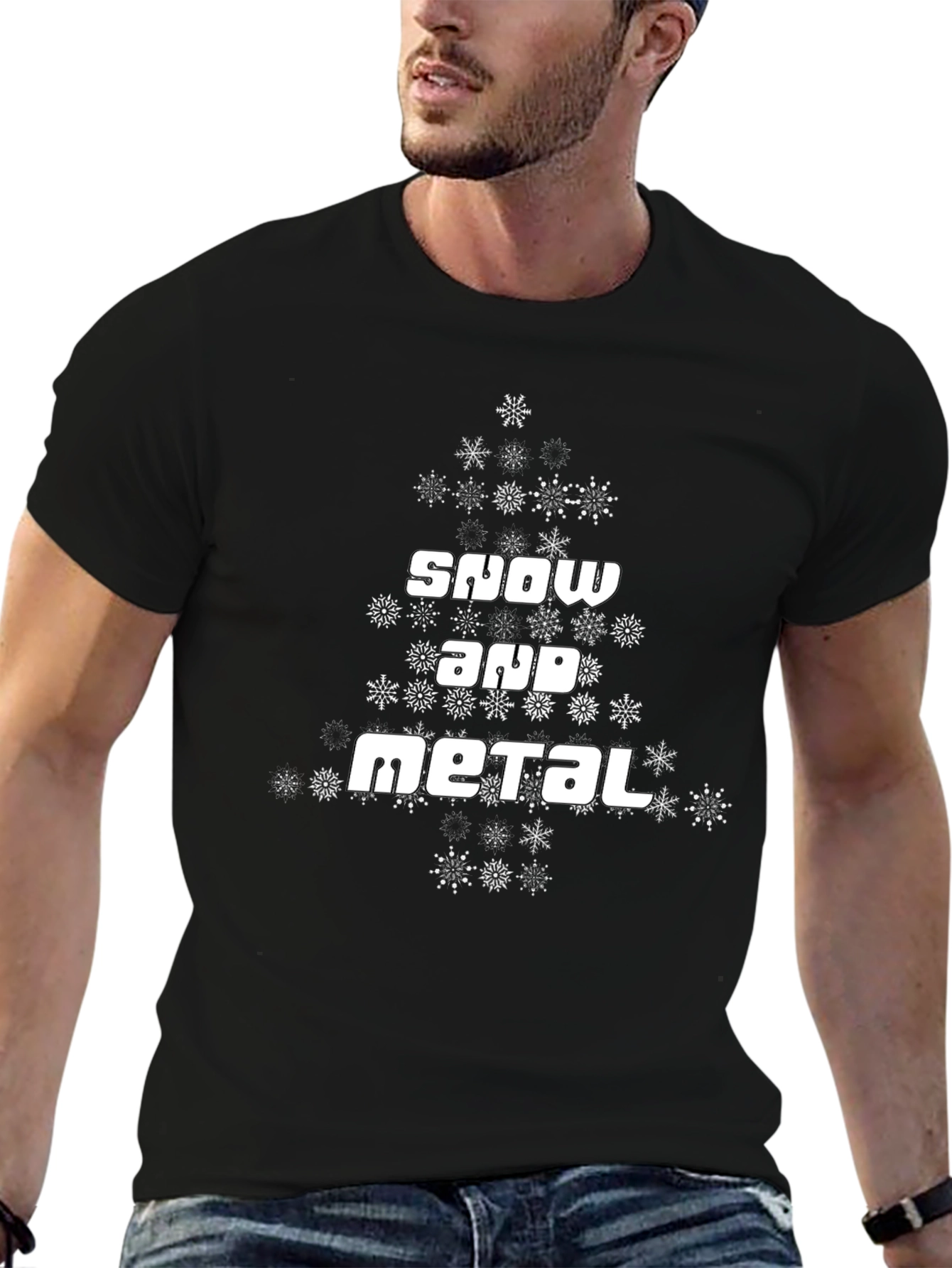 Snow and Metal Christmas Tree Graphic Tee