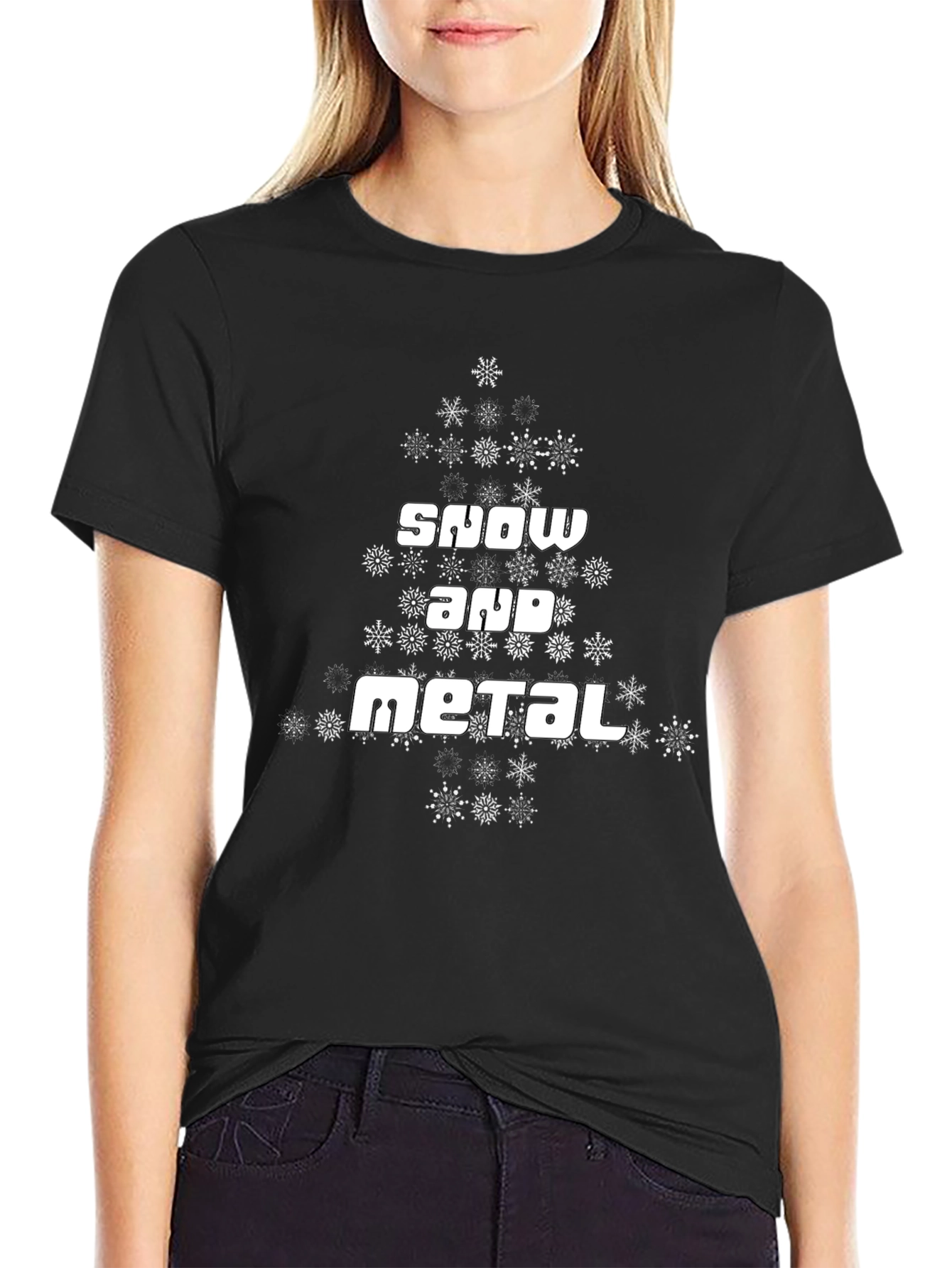 Snow and Metal Christmas Tree Graphic Tee