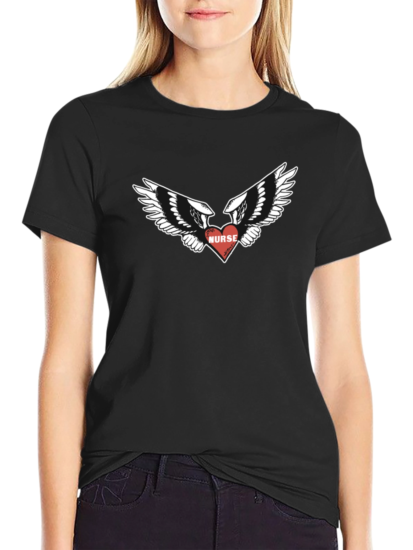 Nurse Heart Wings Graphic T-Shirt