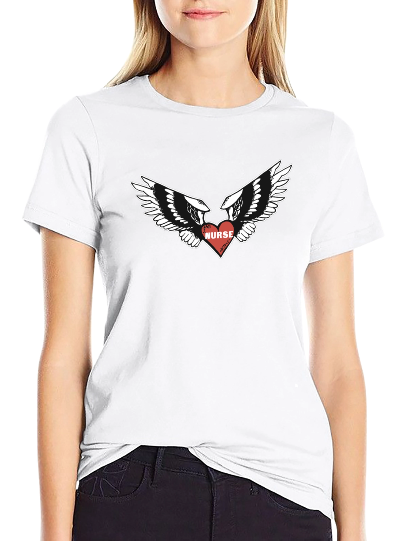 Nurse Heart Wings Graphic T-Shirt