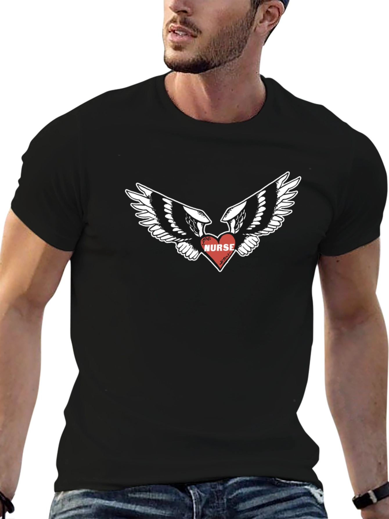 Nurse Heart Wings Graphic T-Shirt