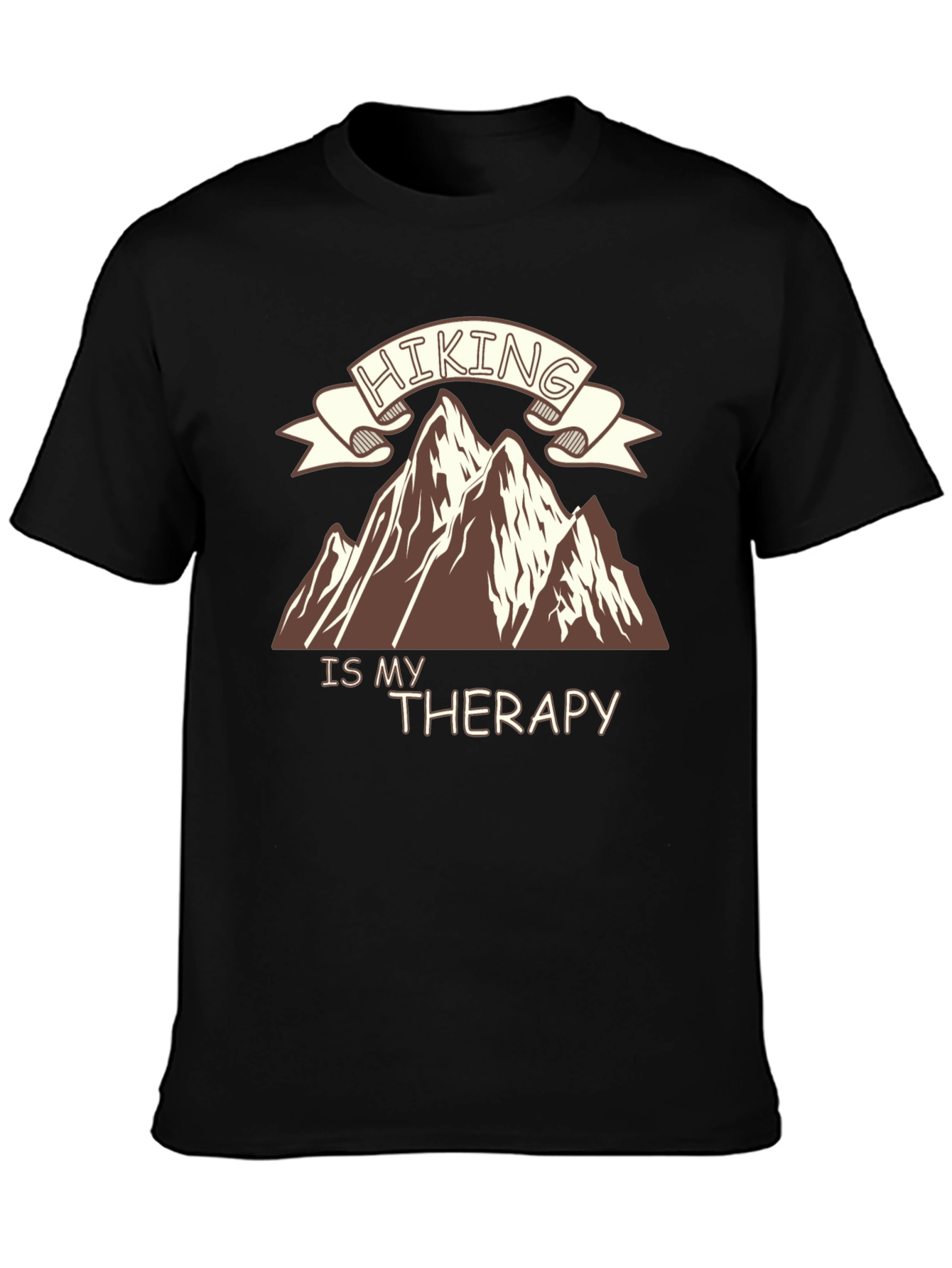 Hiking is My Therapy Graphic Tee - Black