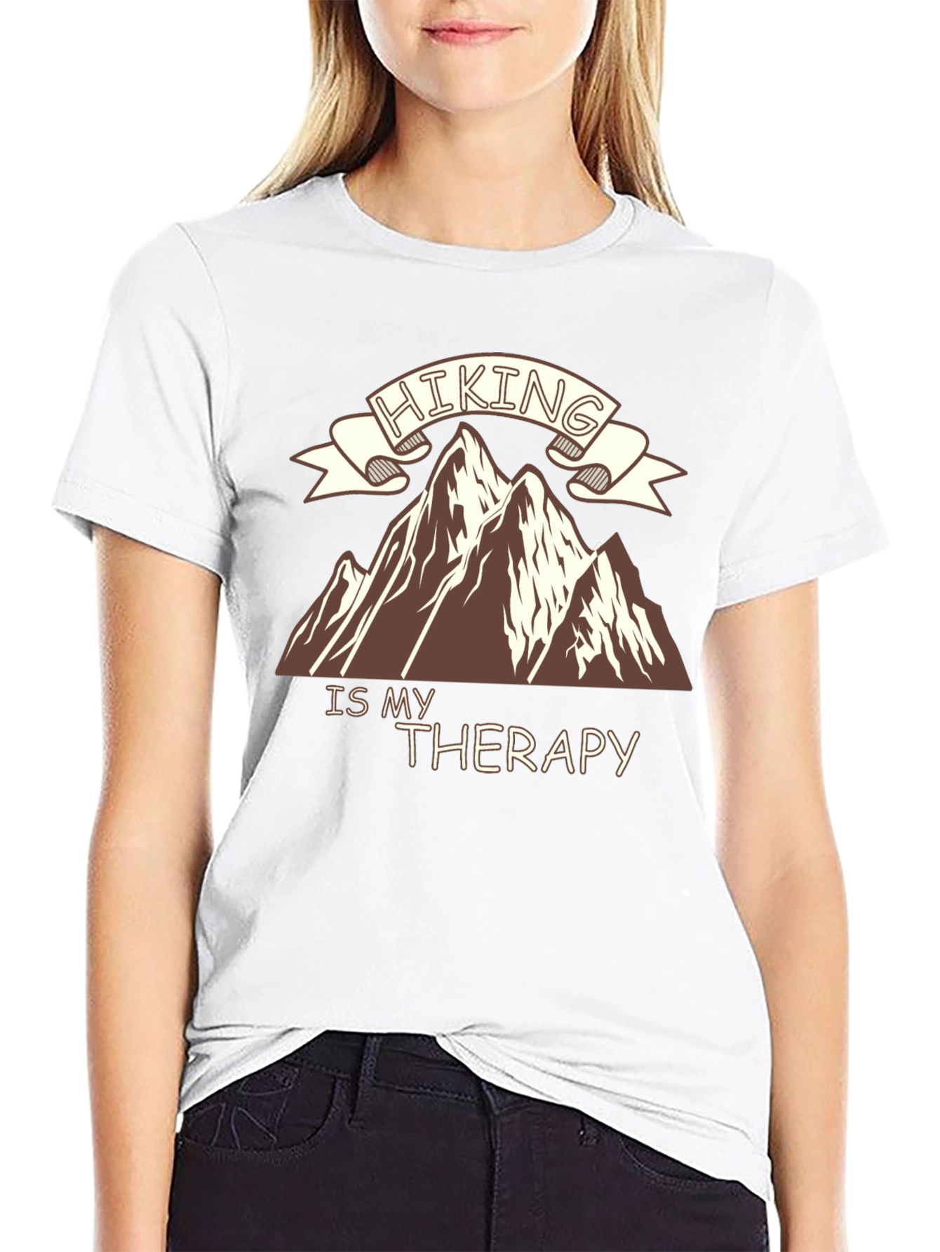 Hiking is My Therapy Graphic Tee - Black
