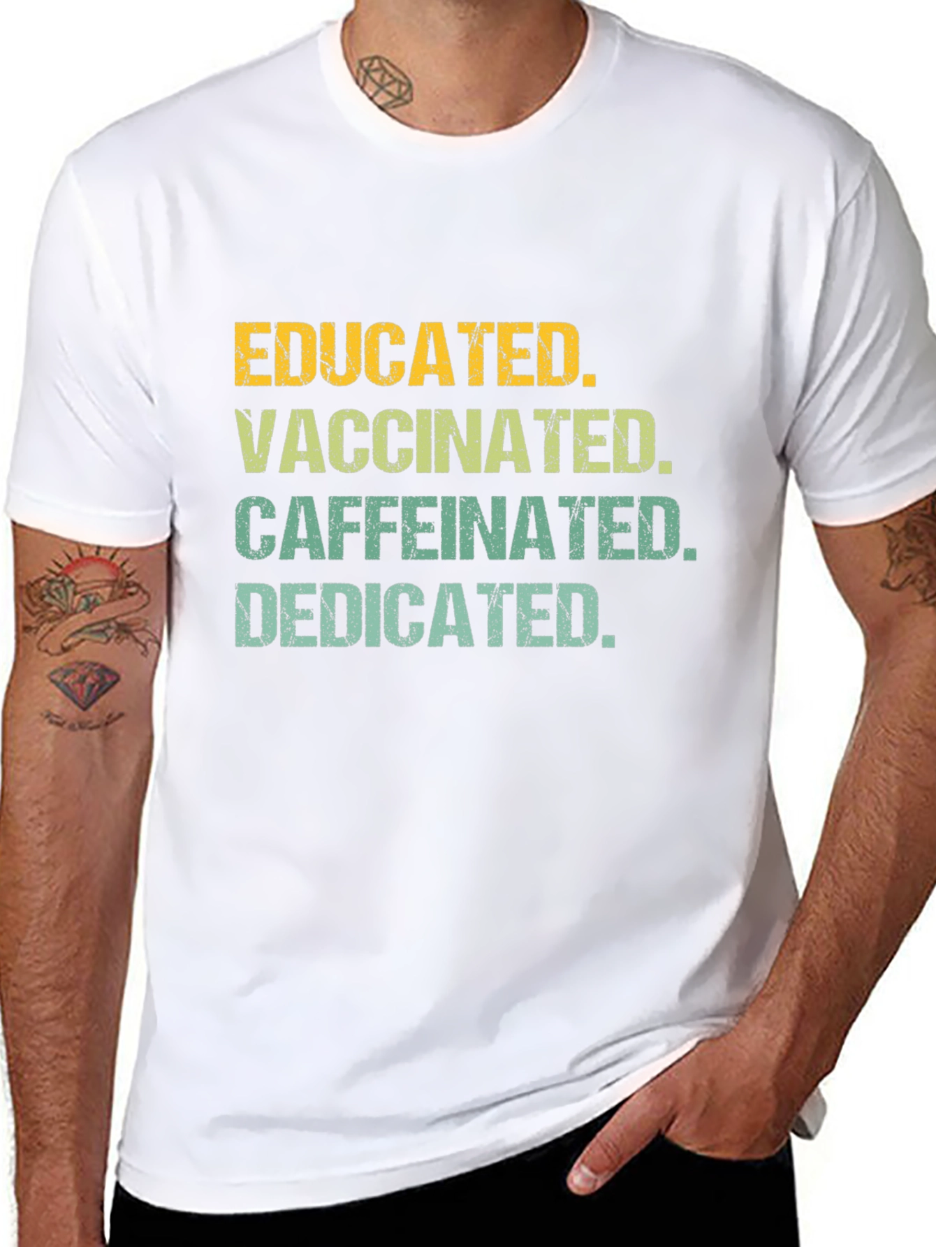 Educated Vaccinated Caffeinated Dedicated Tee