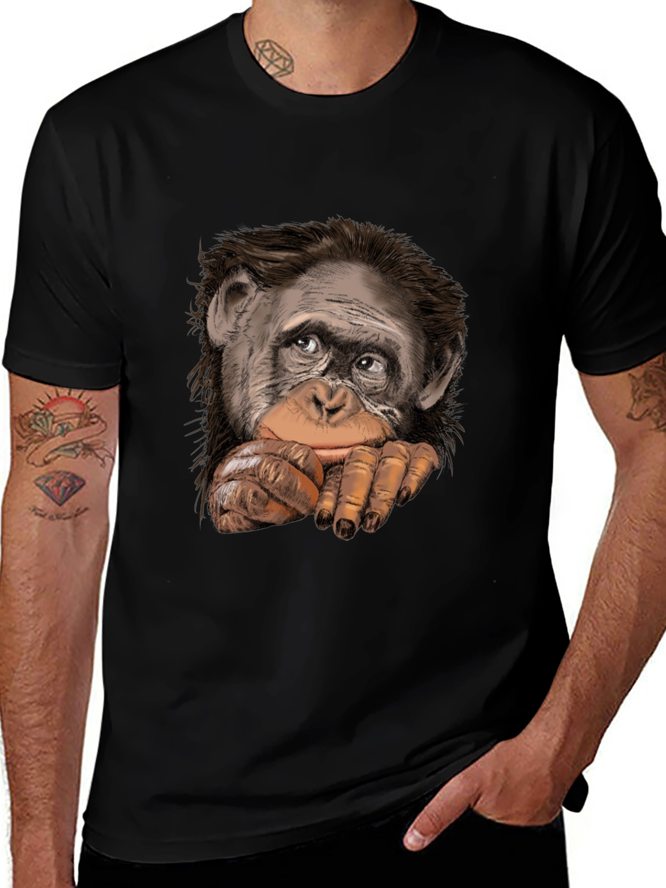 Chimpanzee Graphic Black T-Shirt - Casual Style