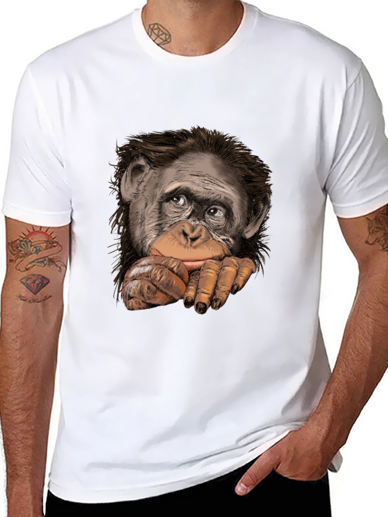 Chimpanzee Graphic Black T-Shirt - Casual Style