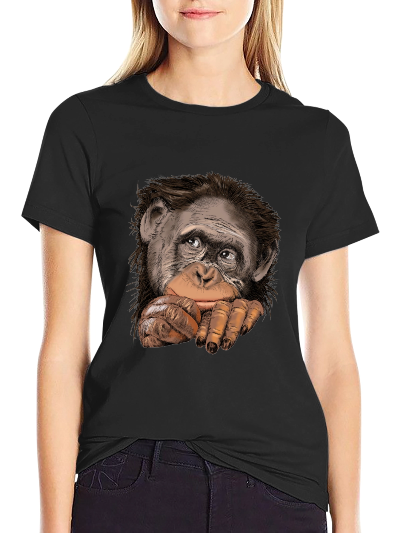 Chimpanzee Graphic Black T-Shirt - Casual Style