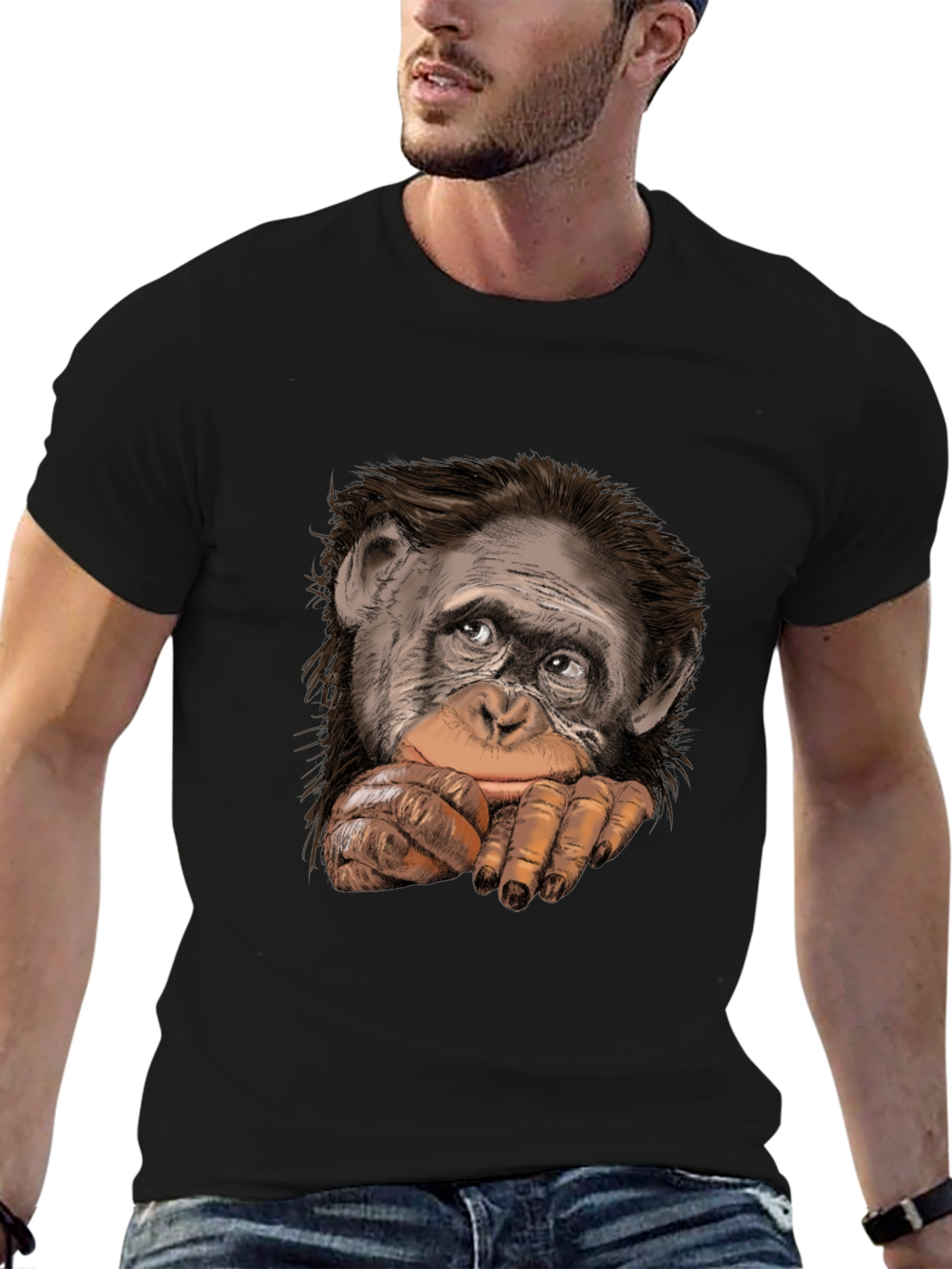 Chimpanzee Graphic Black T-Shirt - Casual Style