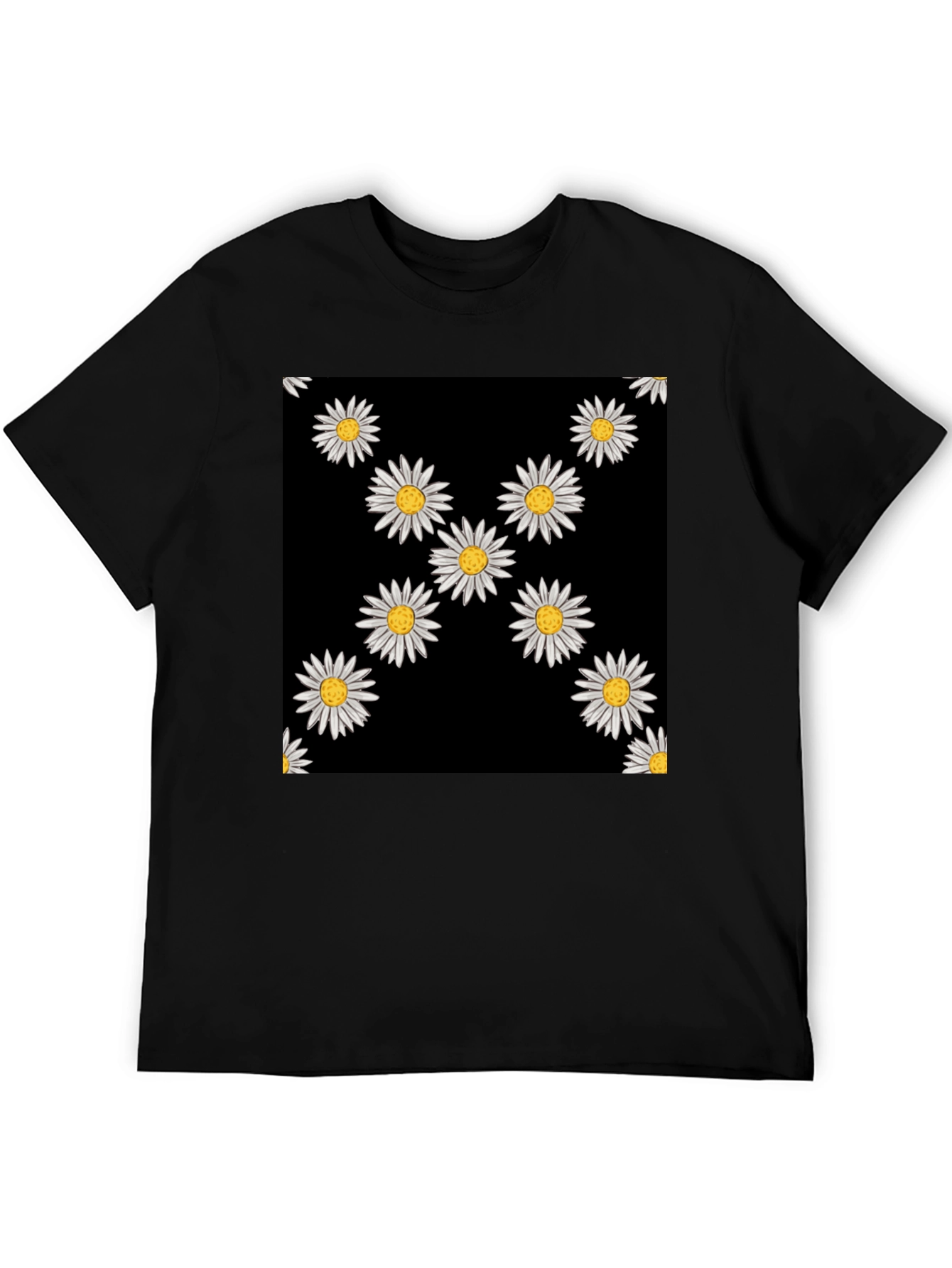 Daisy Print Black T-Shirt