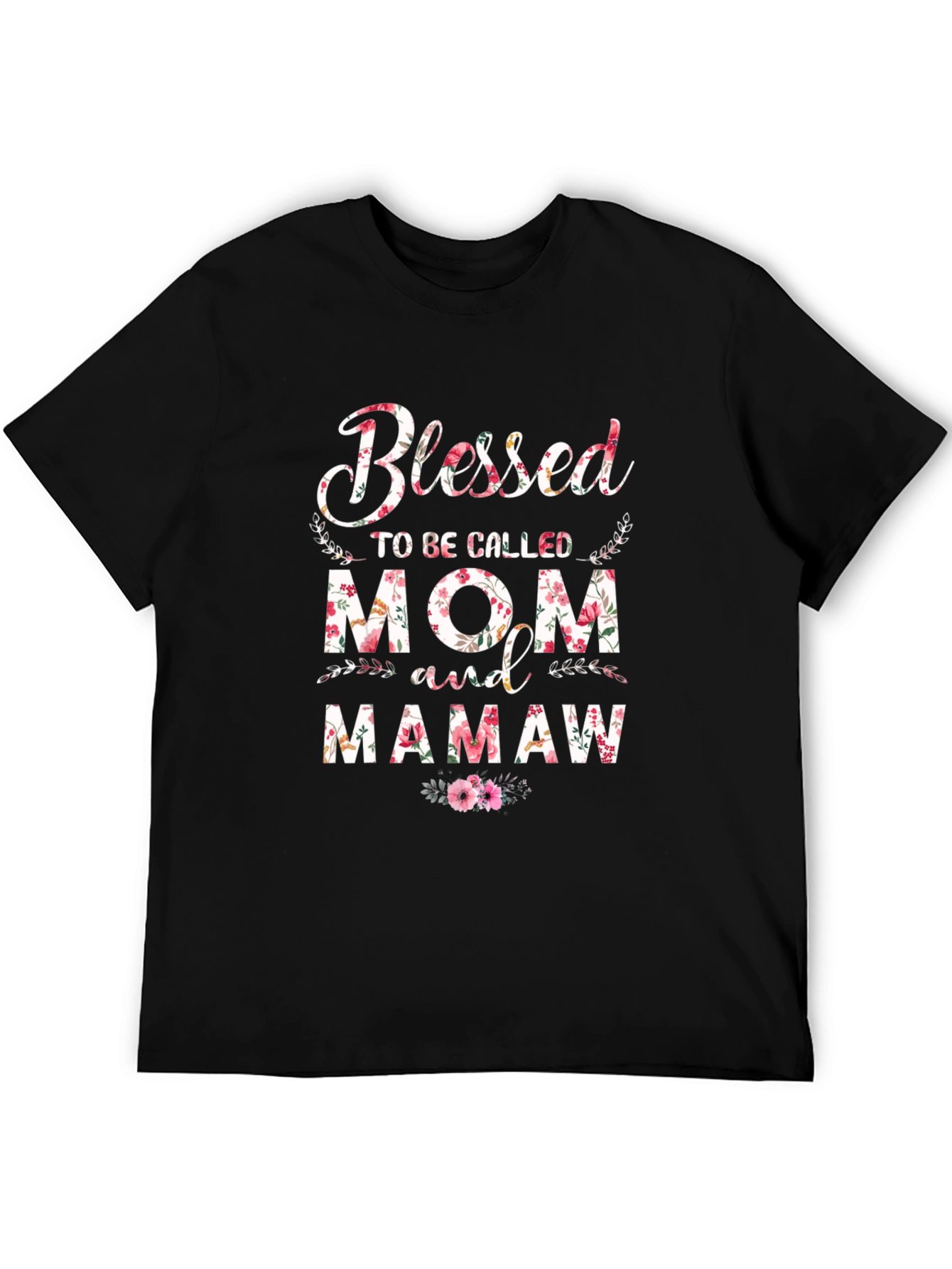 Blessed Mom & Mamaw Floral Graphic T-Shirt