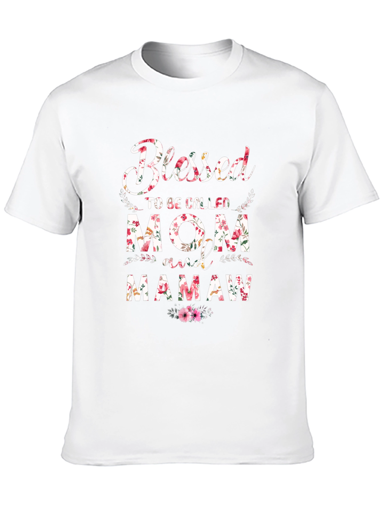 Blessed Mom & Mamaw Floral Graphic T-Shirt
