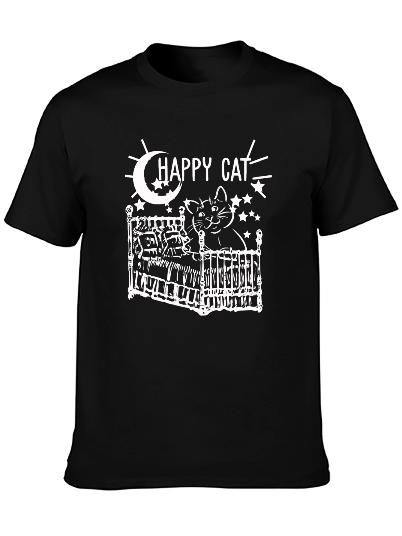 Happy Cat in Bed T-Shirt - Soft Cotton Tee