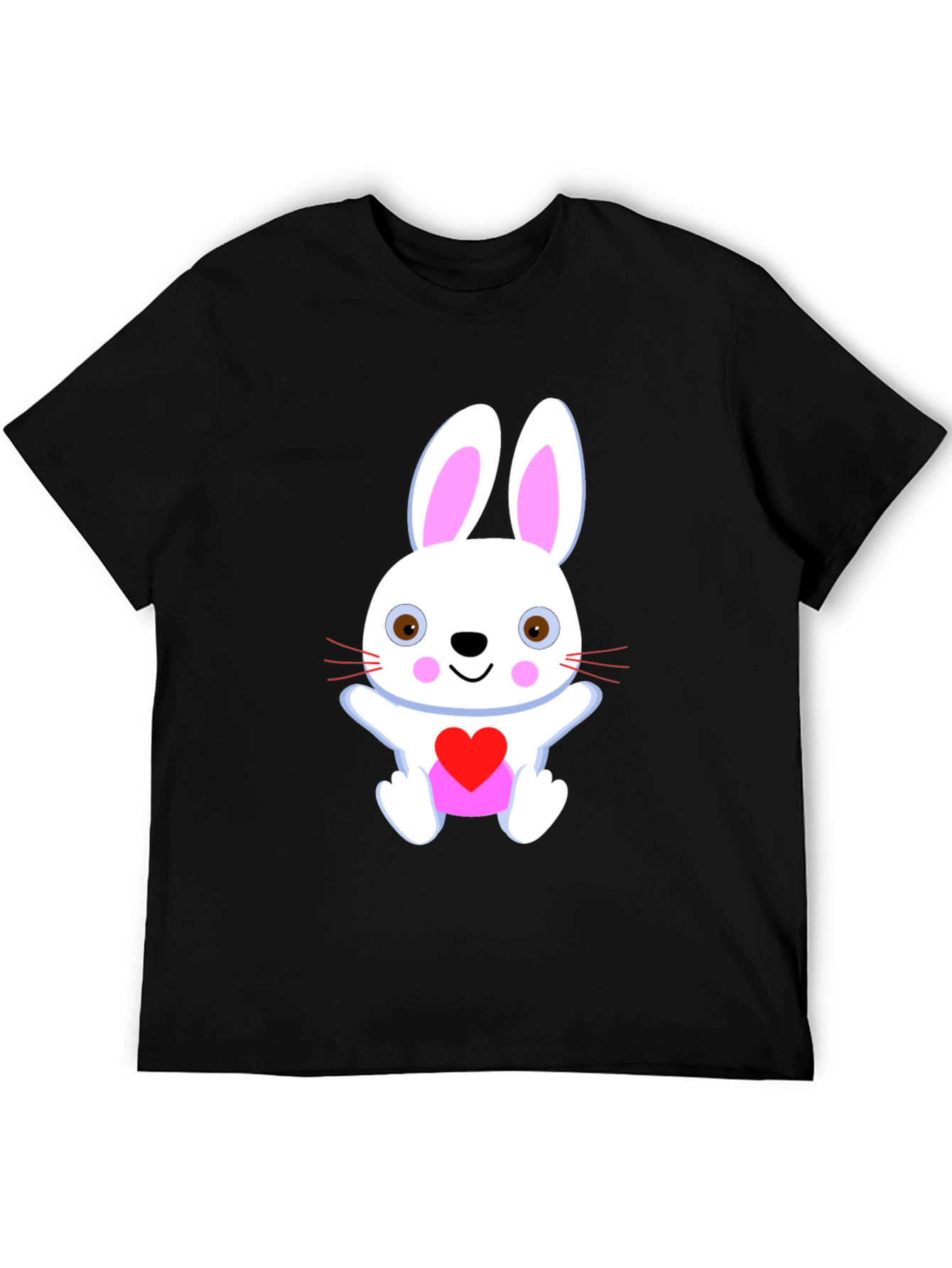 Cute Bunny Heart Black T-Shirt