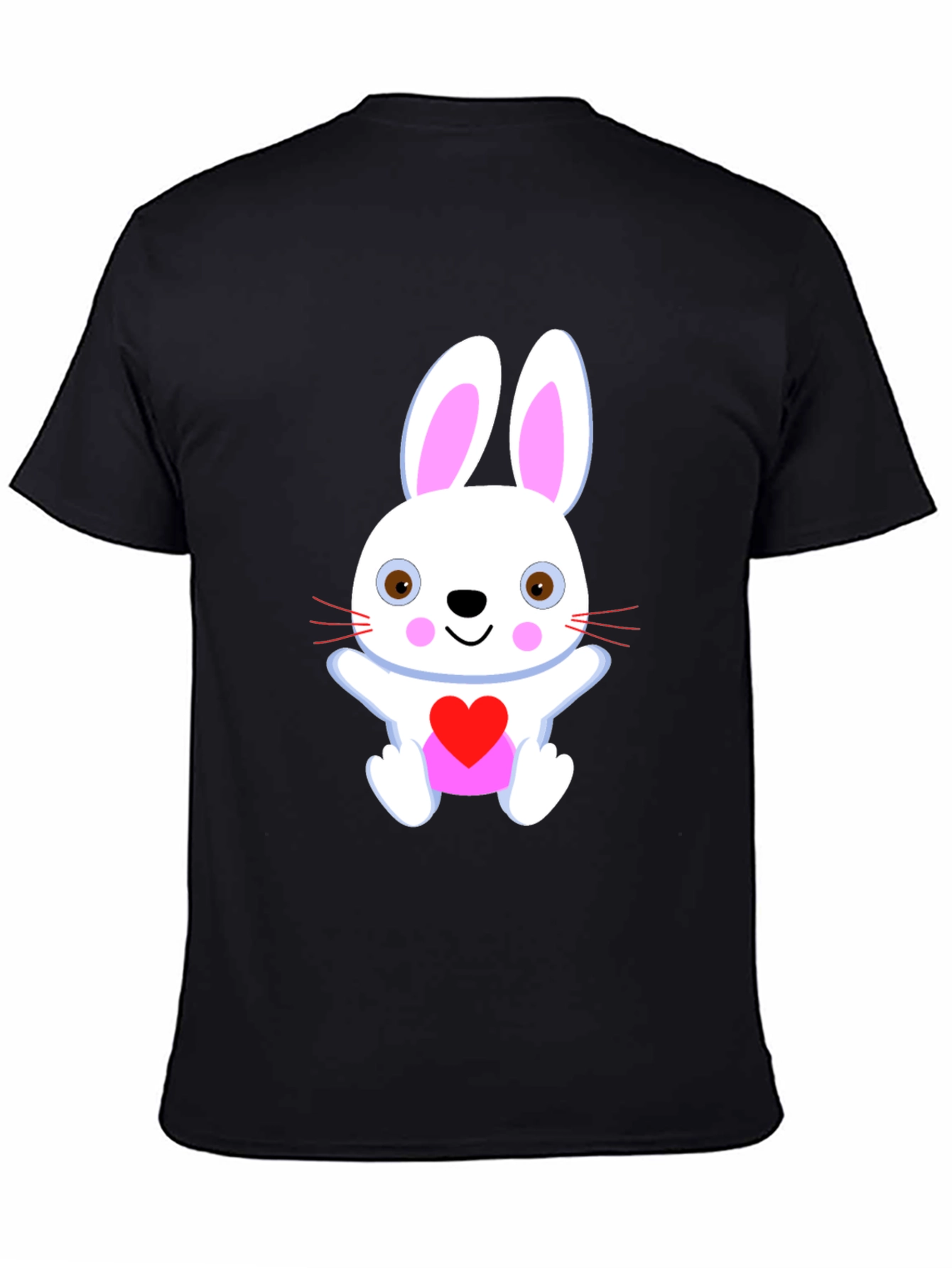 Cute Bunny Heart Black T-Shirt
