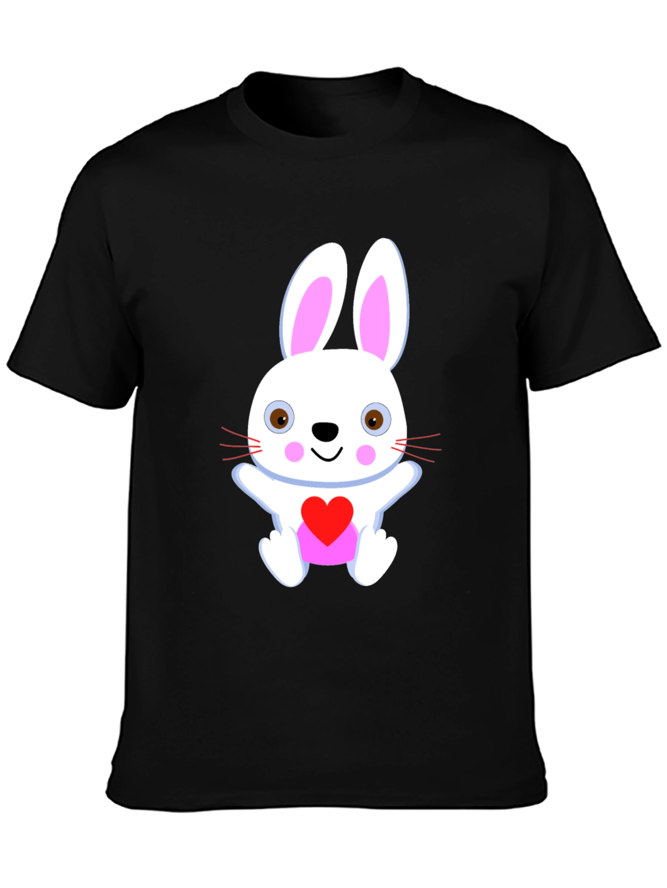 Cute Bunny Heart Black T-Shirt