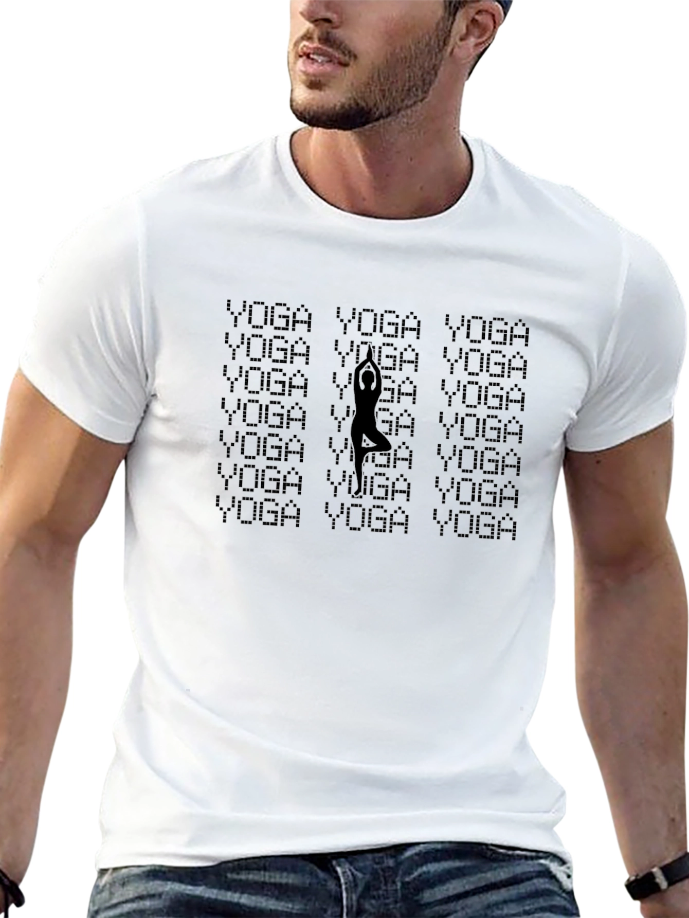 Yoga Pose Patterned Black Tee
