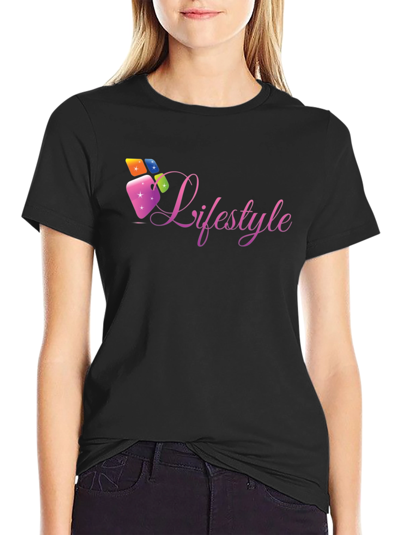 Lifestyle Graphic Tee - Black Cotton Casual Shirt