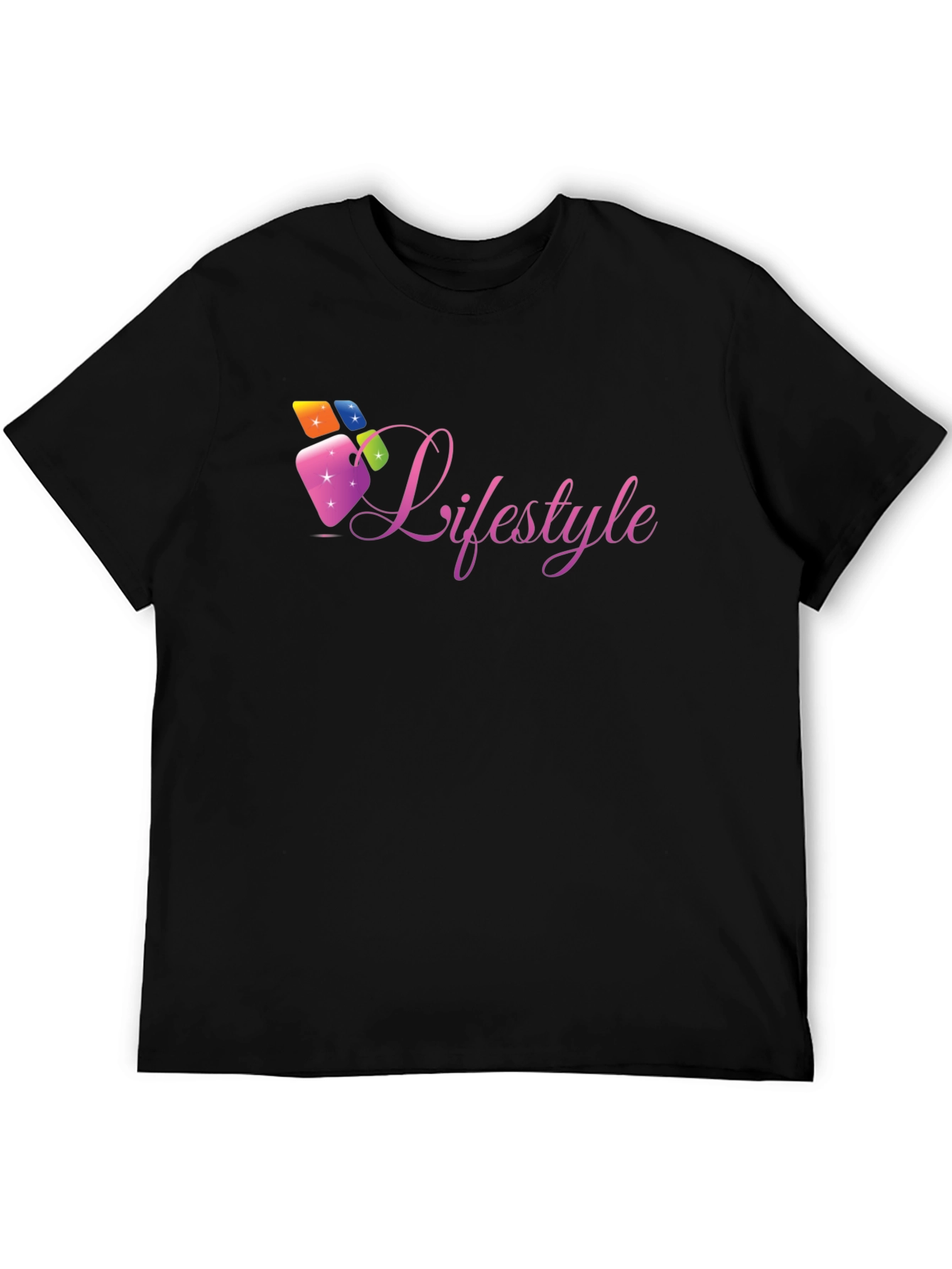 Lifestyle Graphic Tee - Black Cotton Casual Shirt