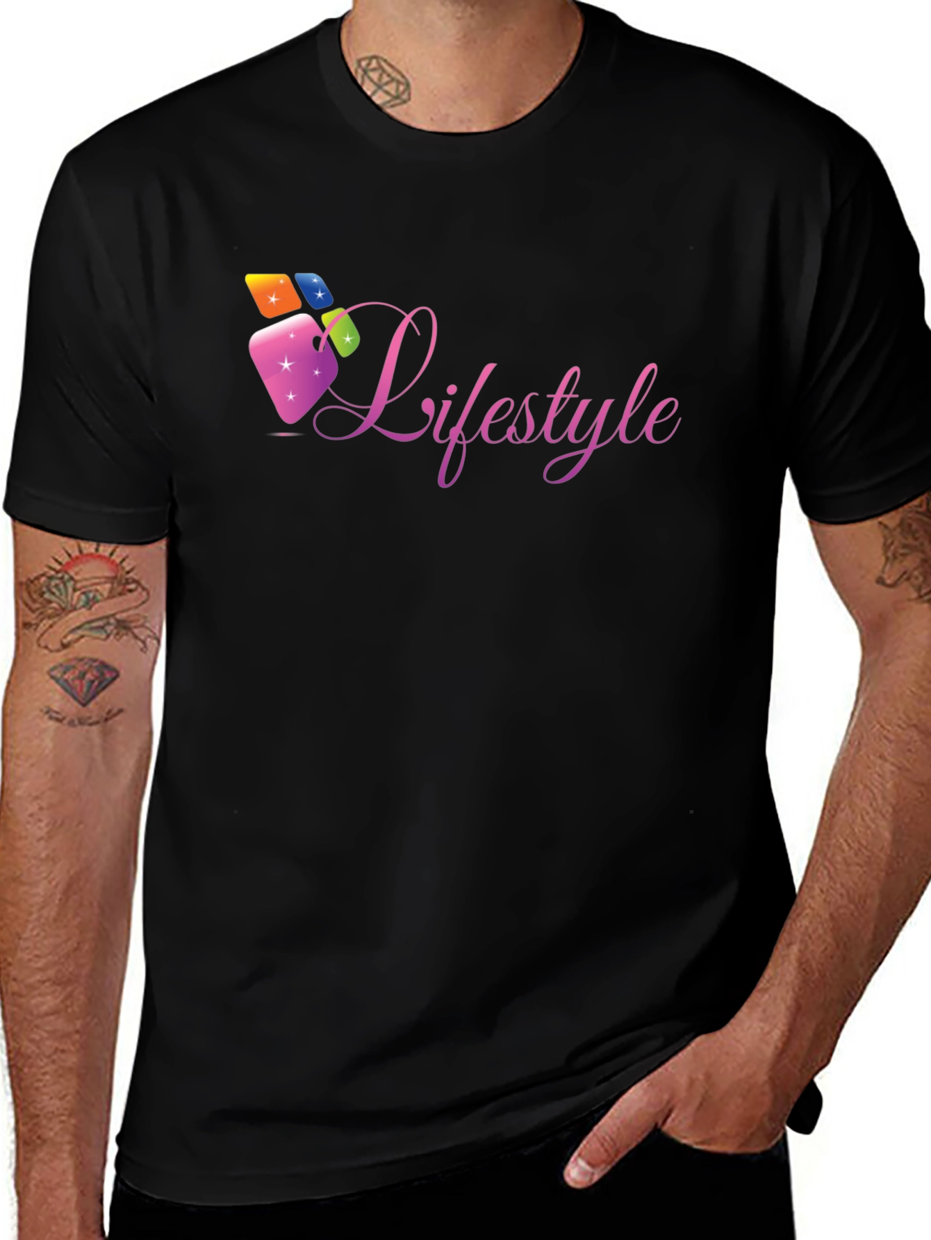 Lifestyle Graphic Tee - Black Cotton Casual Shirt