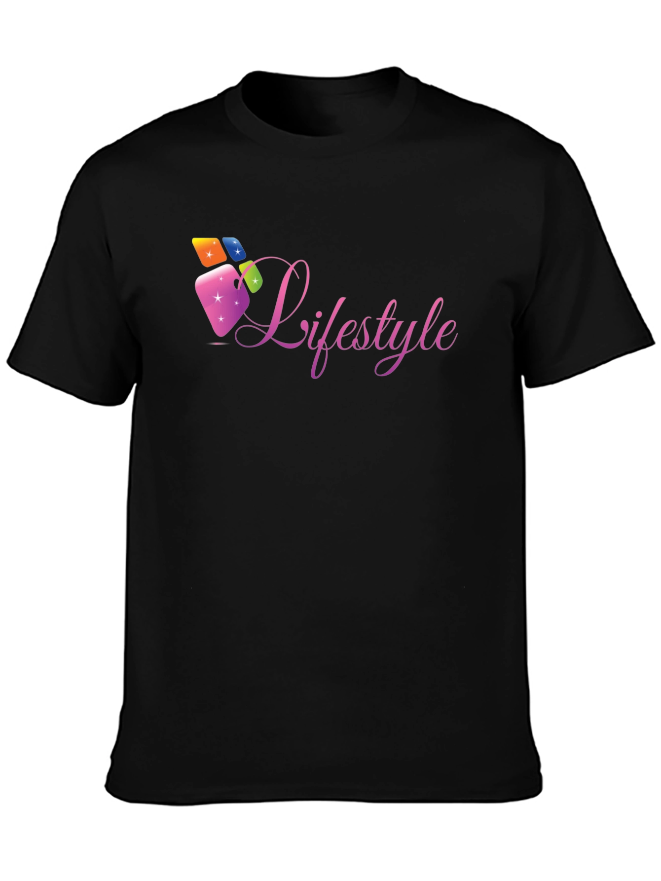 Lifestyle Graphic Tee - Black Cotton Casual Shirt