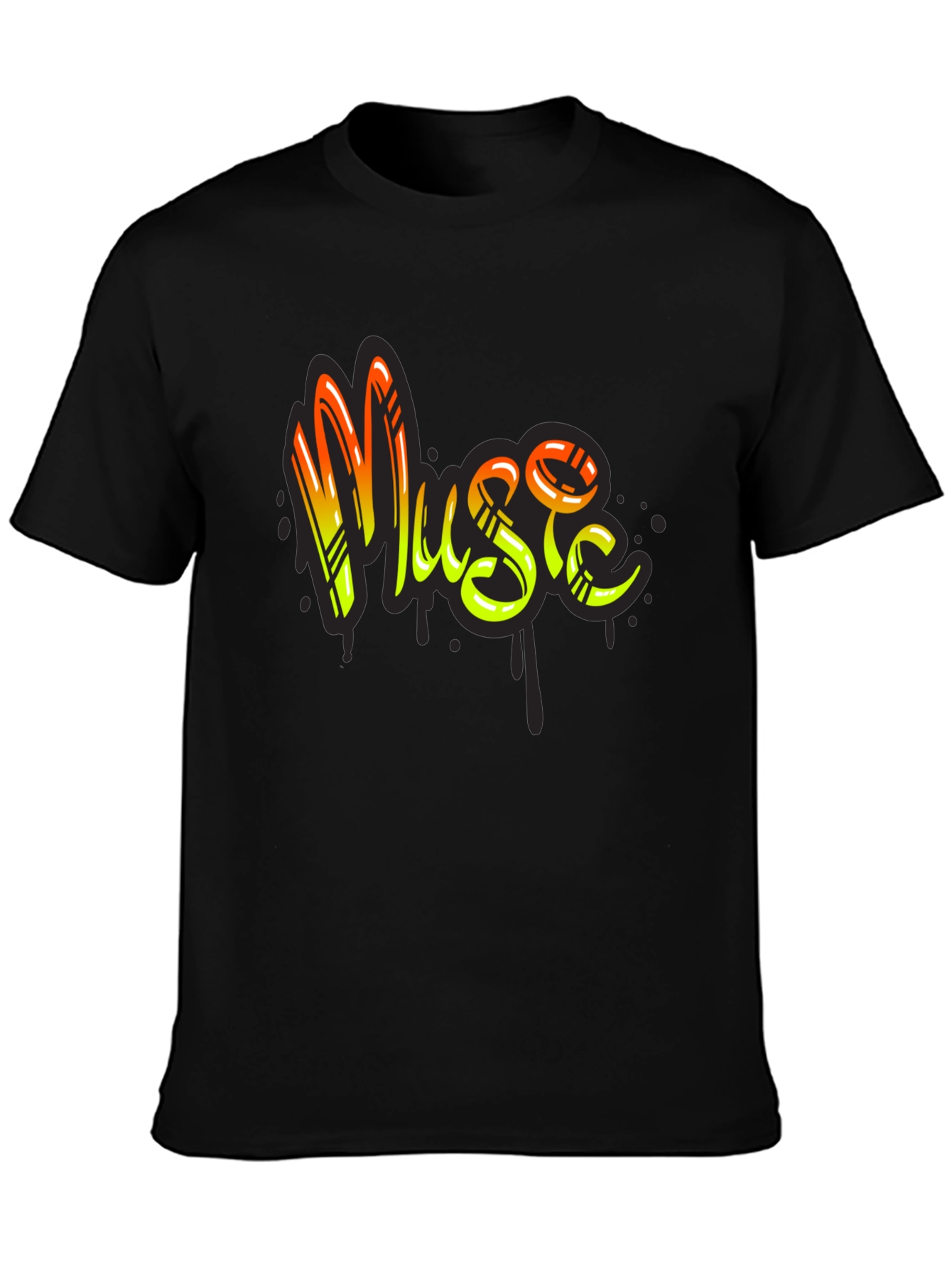 Music Graffiti Style Black T-Shirt
