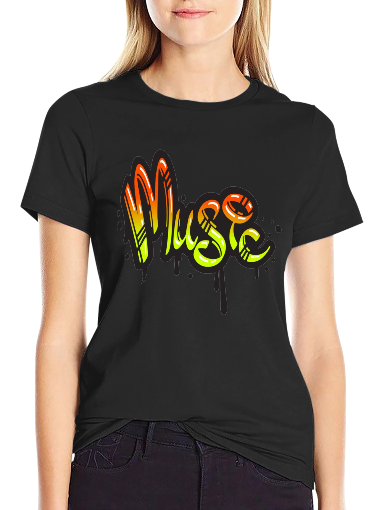 Music Graffiti Style Black T-Shirt