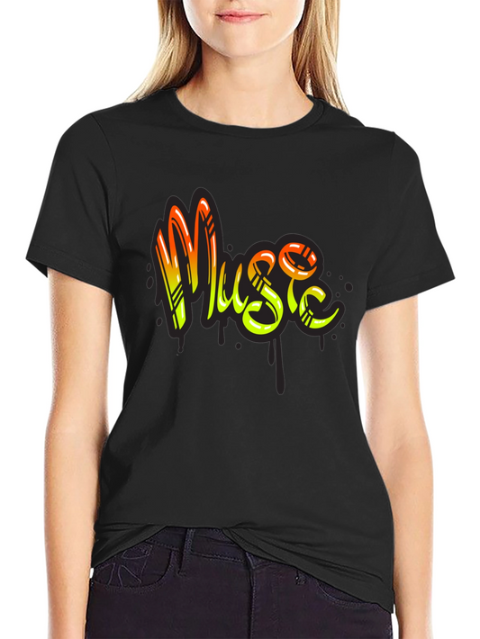Music Graffiti Style Black T-Shirt