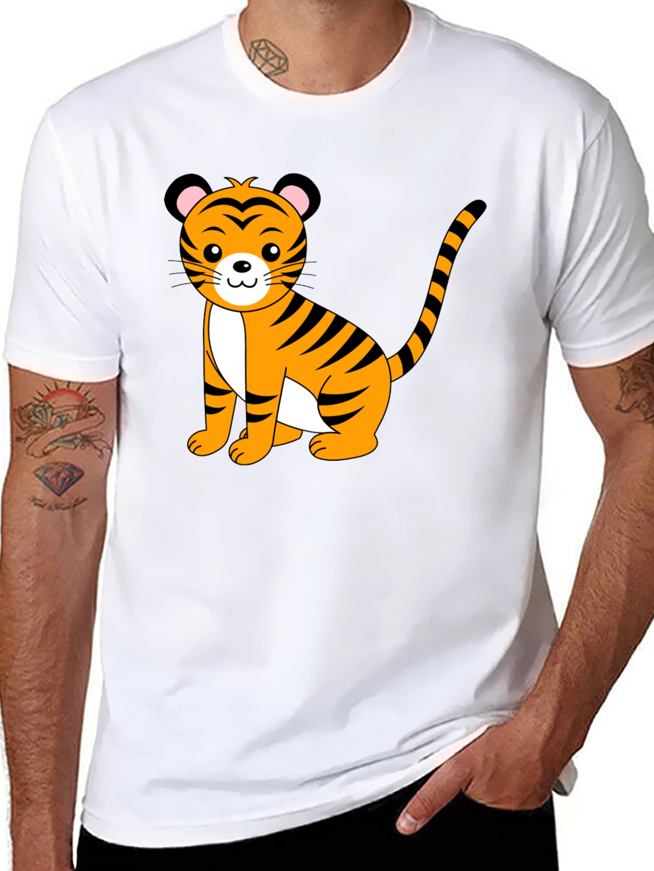 Cute Tiger Graphic Black T-Shirt