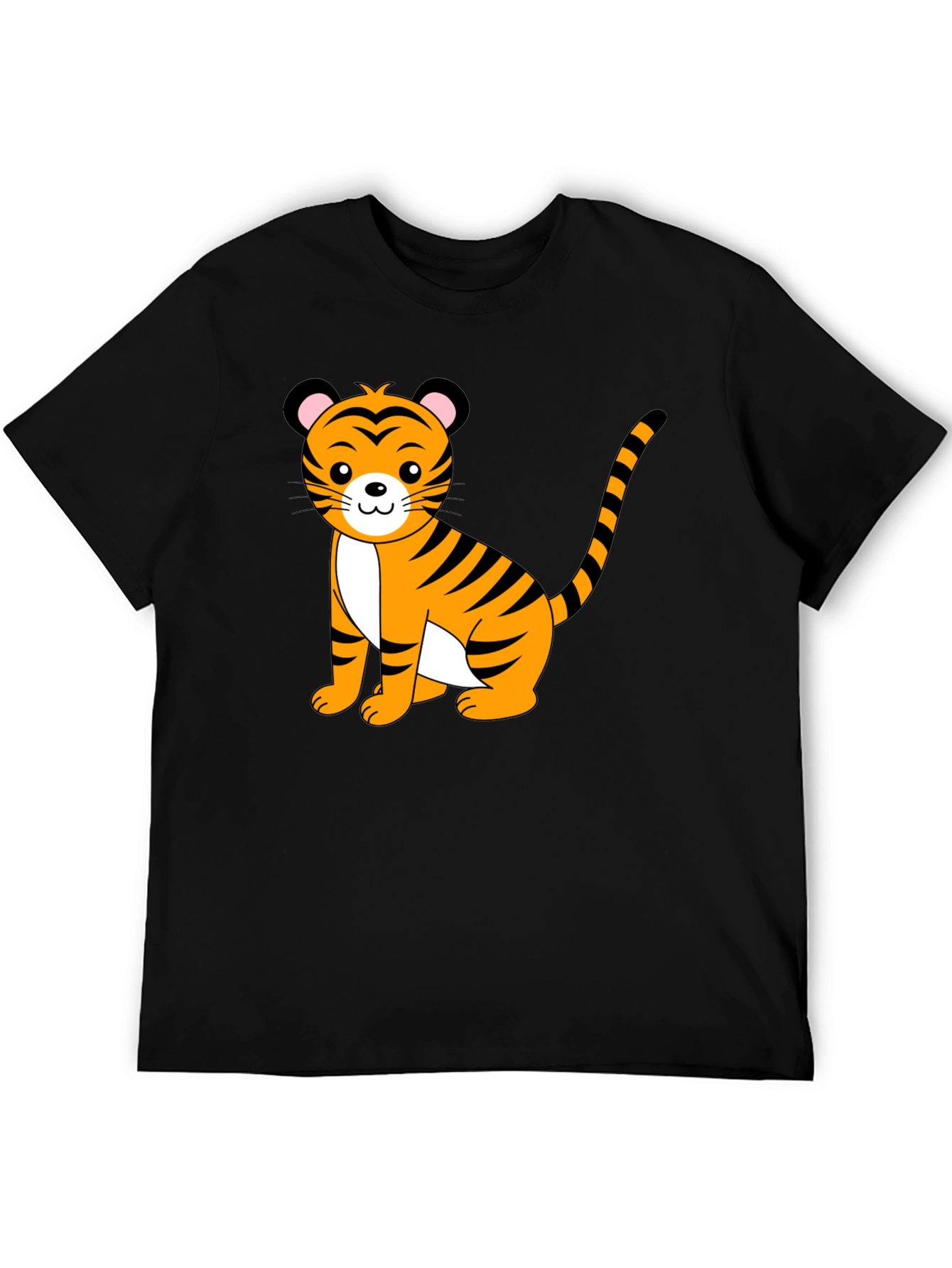 Cute Tiger Graphic Black T-Shirt