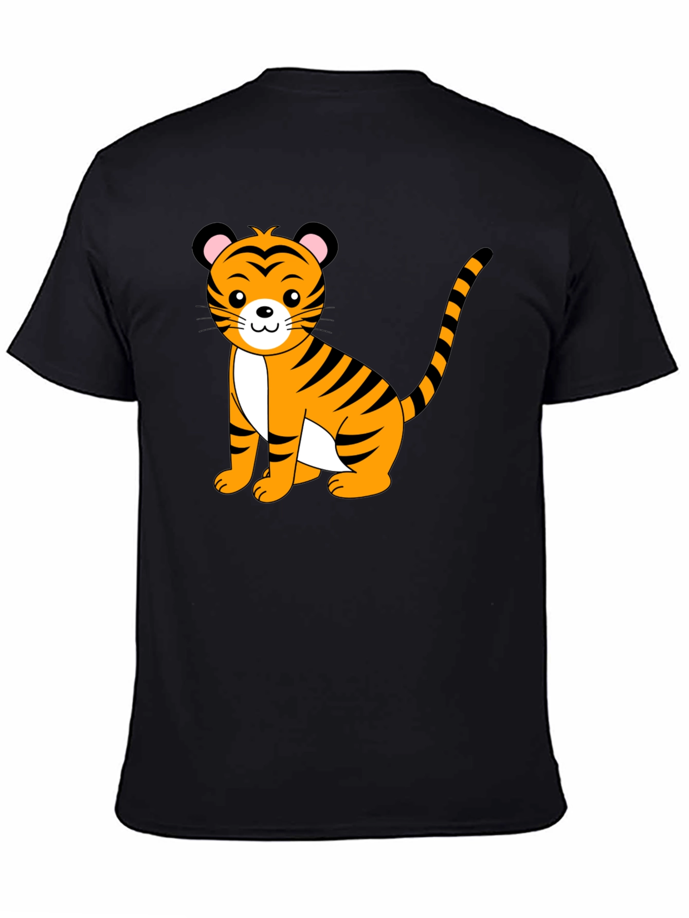 Cute Tiger Graphic Black T-Shirt