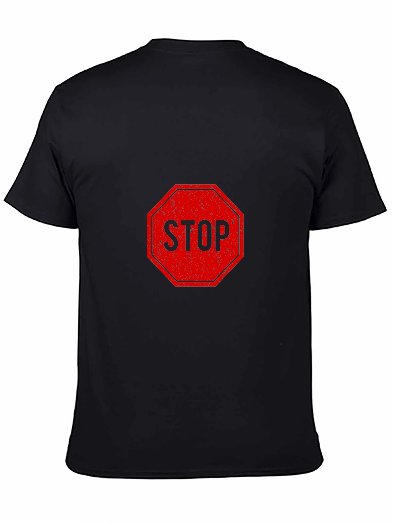 Stop Sign Graphic Tee - Black Short Sleeve